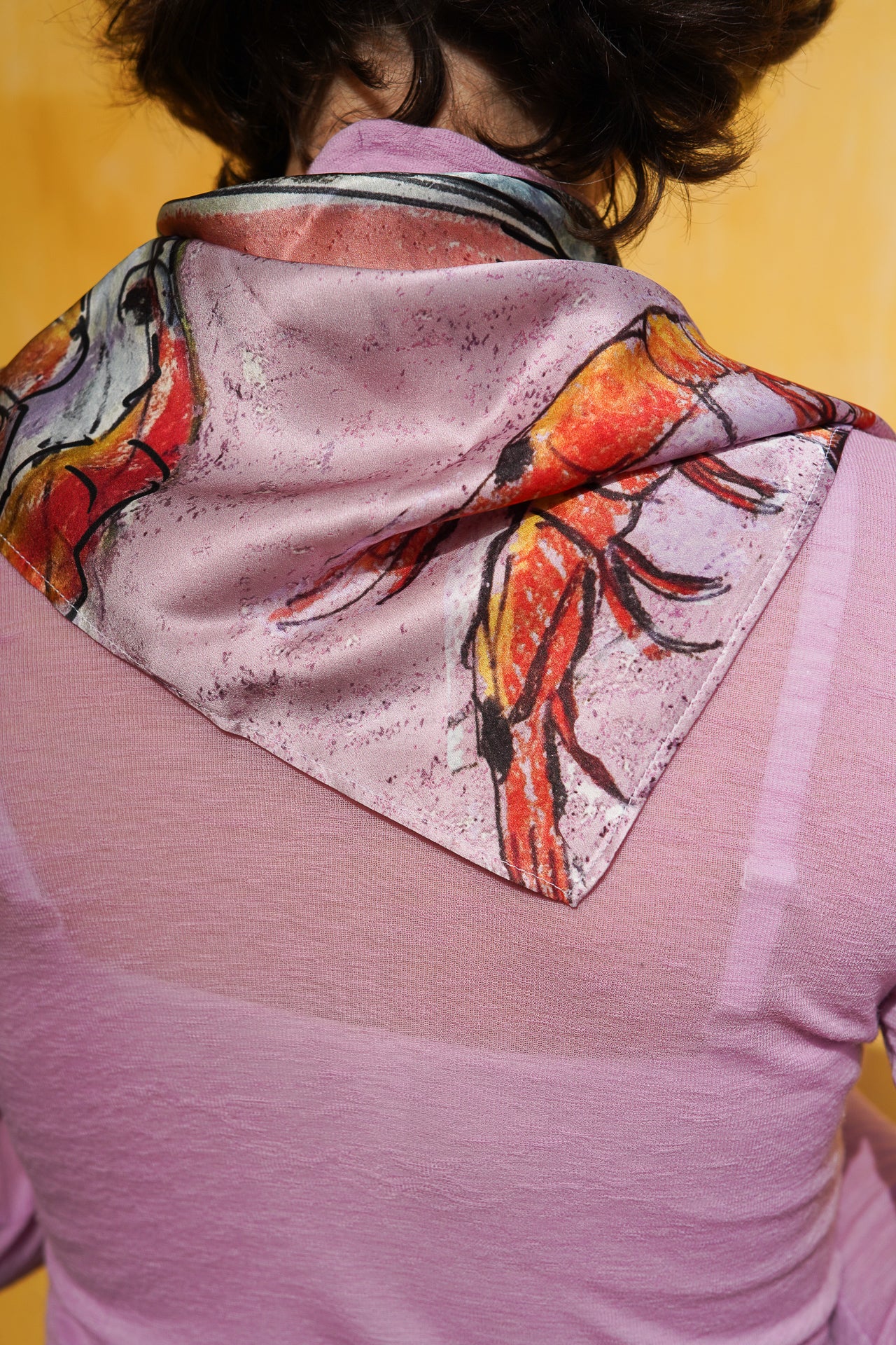Tapas with Prawns. Dreaming of Spain. Pastel Satin Silk Bandana