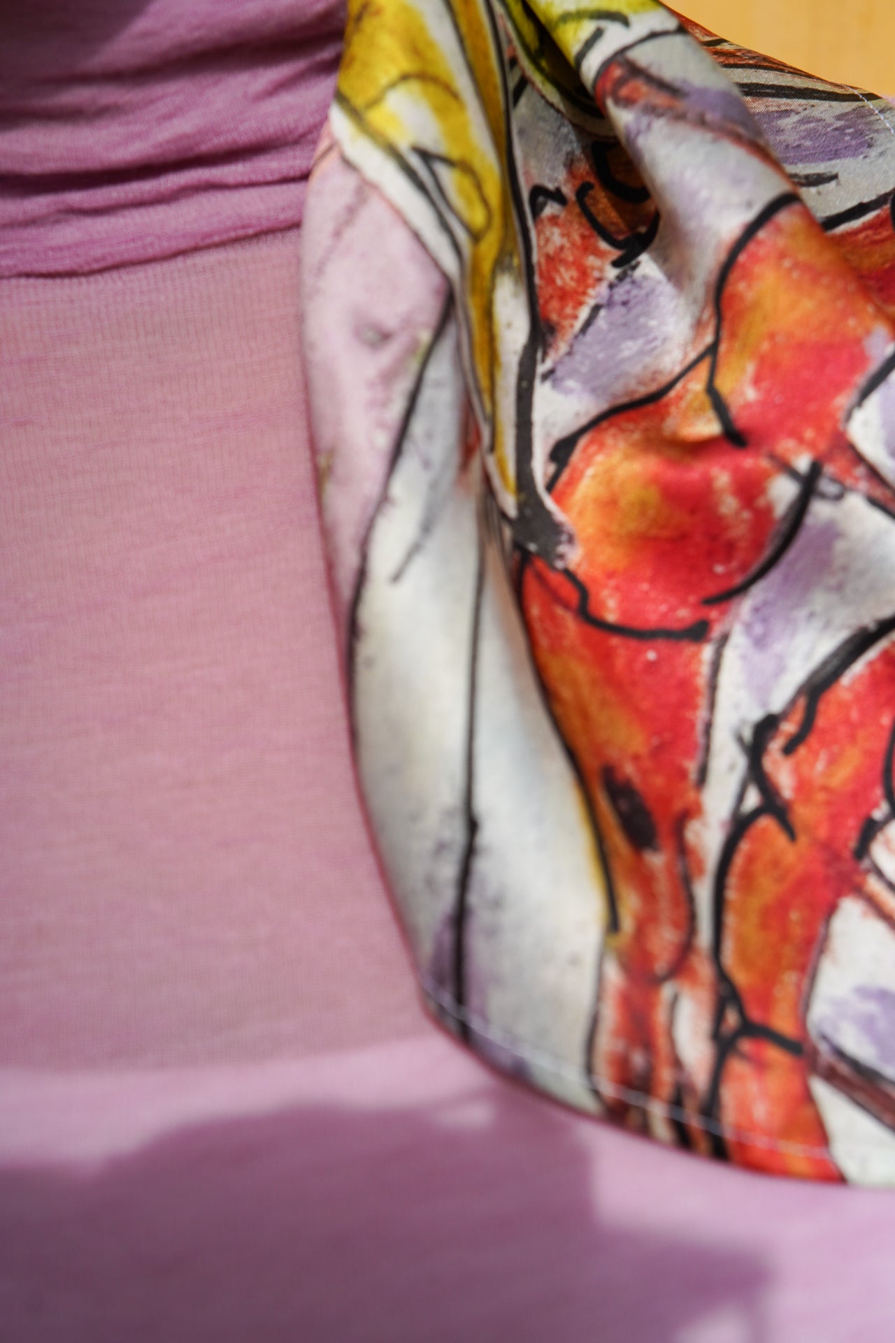 Tapas with Prawns. Dreaming of Spain. Pastel Satin Silk Bandana