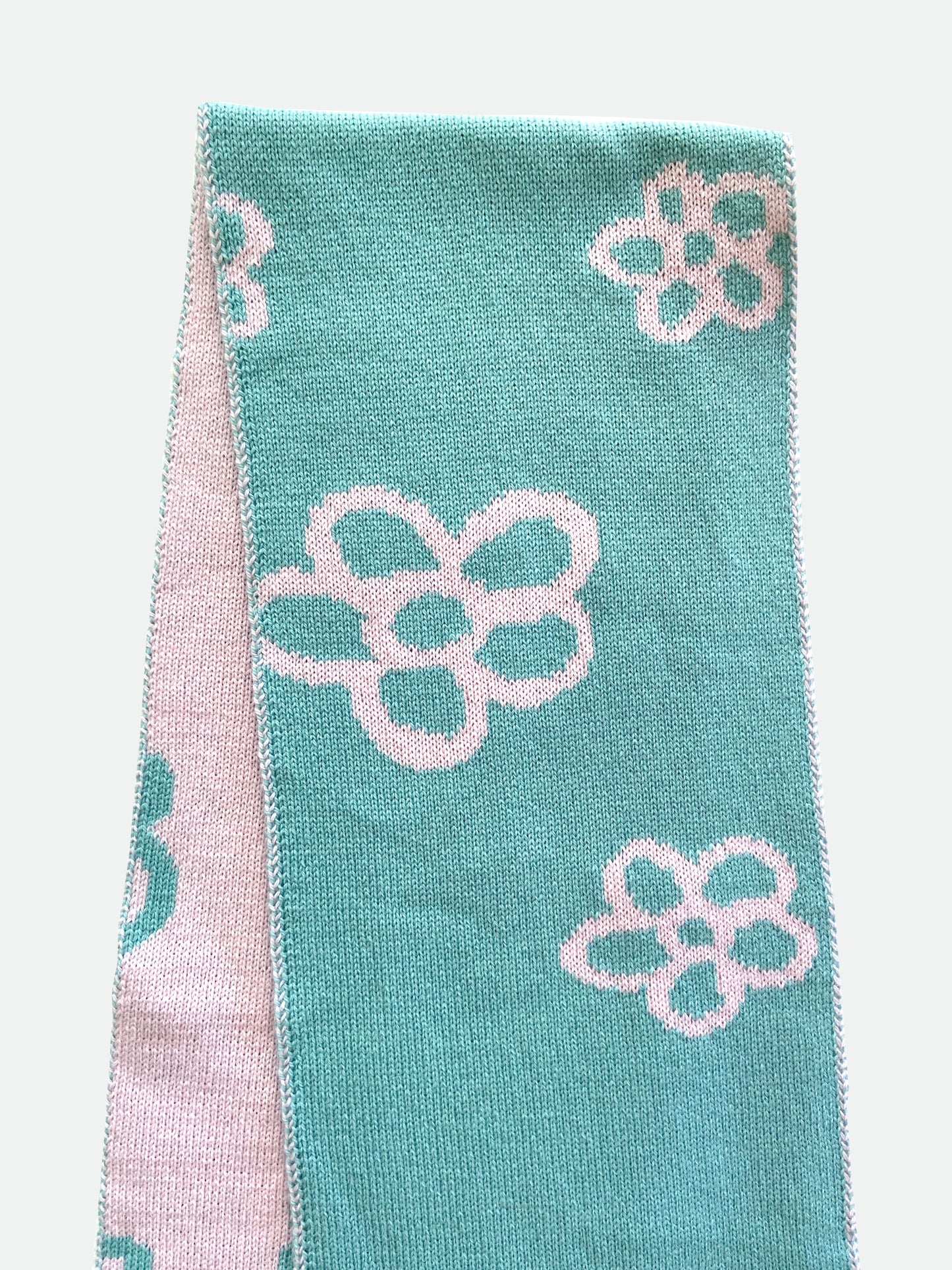 Daisy Wool and Cashmere Scarf in Pink and Blue. Made to Order