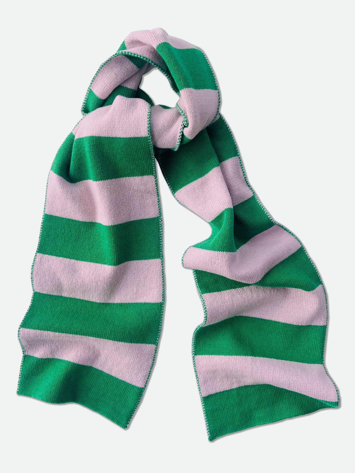 Wide Stripe Wool and Cashmere Scarf in Pink and Red