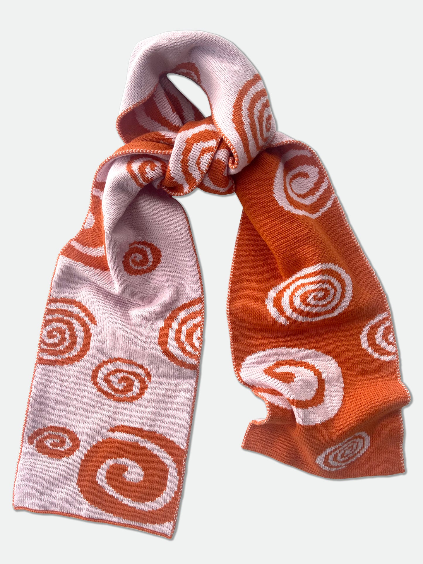 Louise Spiral Wool and Cashmere Scarf in Orange and Pink