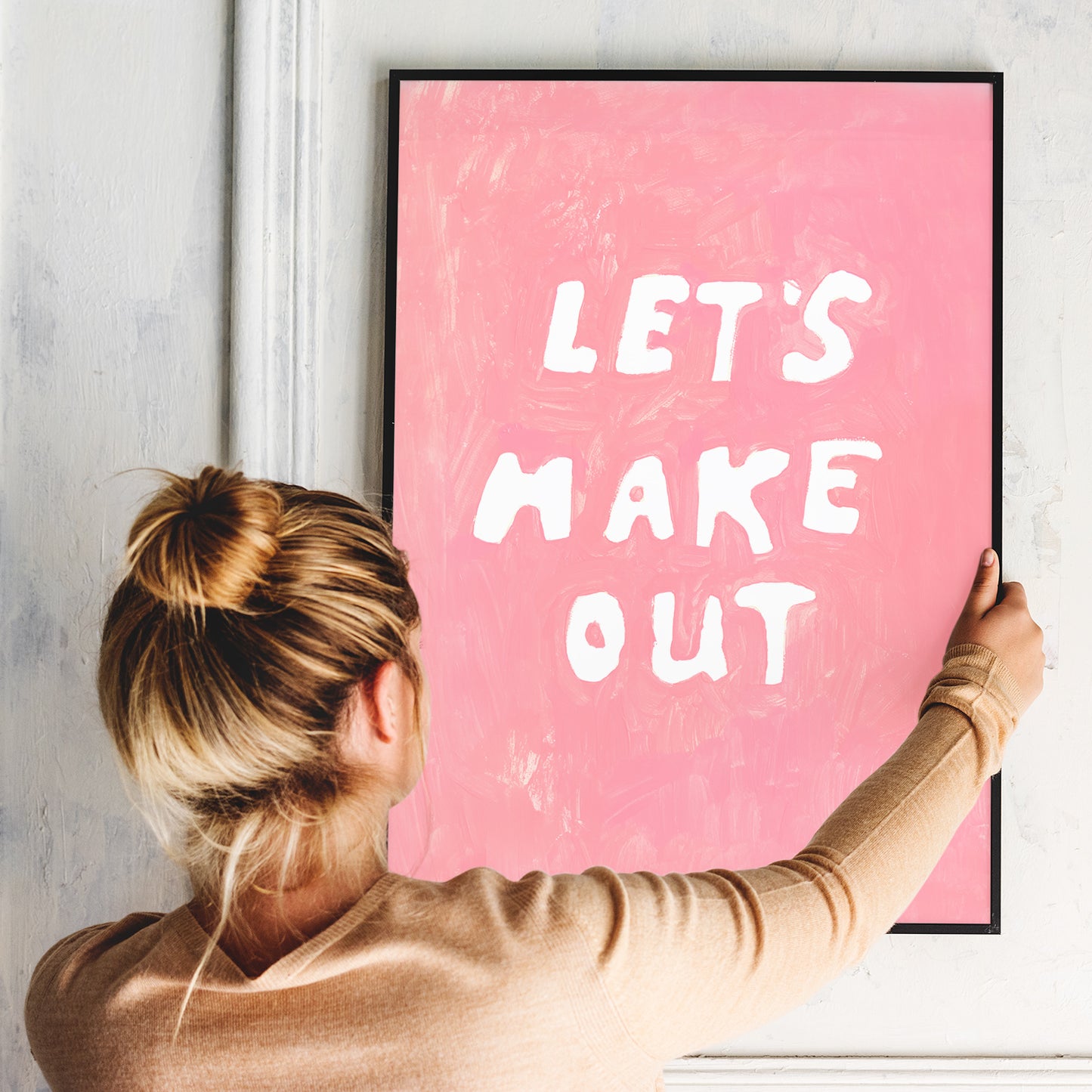 Let's Make Out. Doodle Slogan. A3 Artwork. Print Unframed.