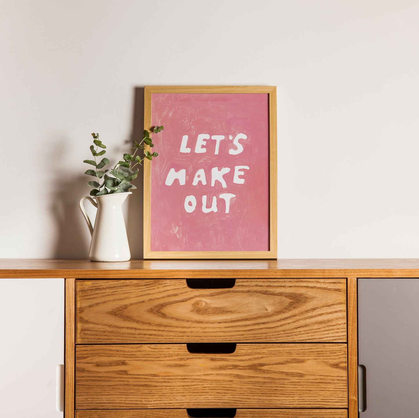 Let's Make Out. Doodle Slogan. A3 Artwork. Print Unframed.