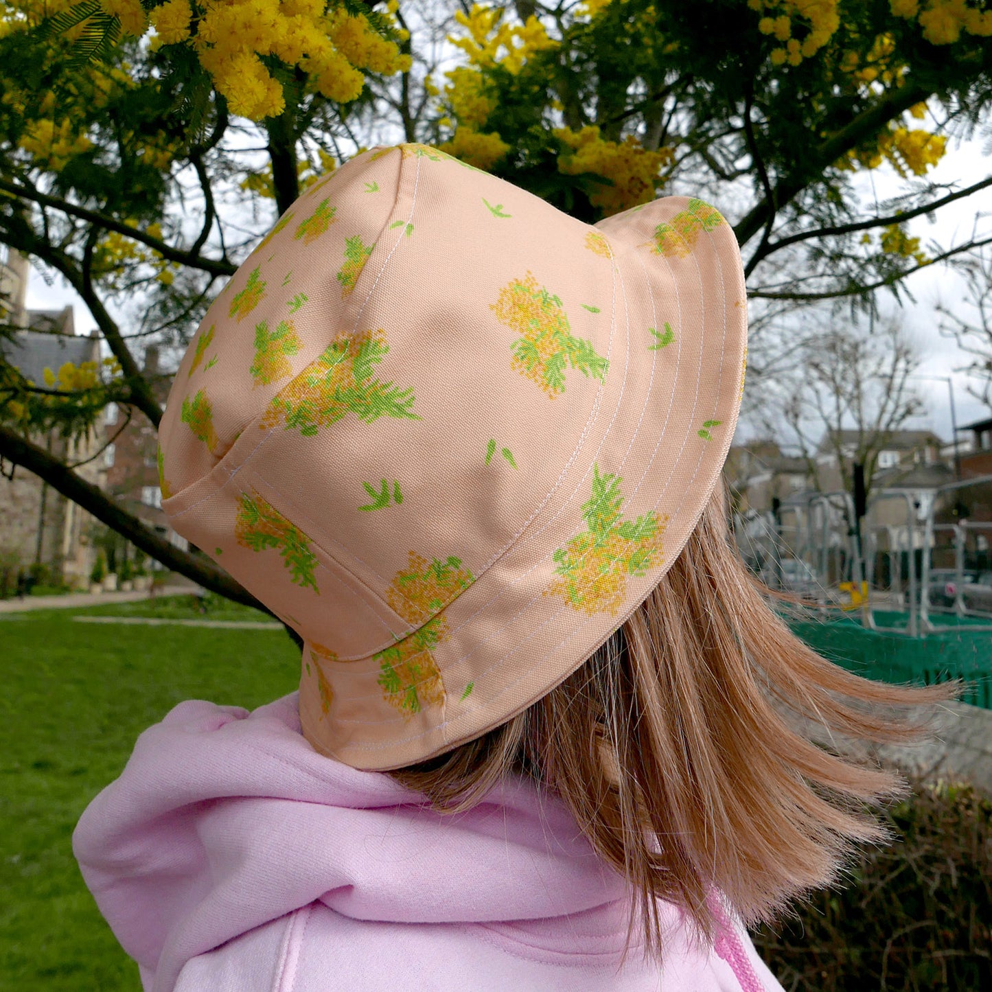 Mimosa Print Denim Bucket Hat
