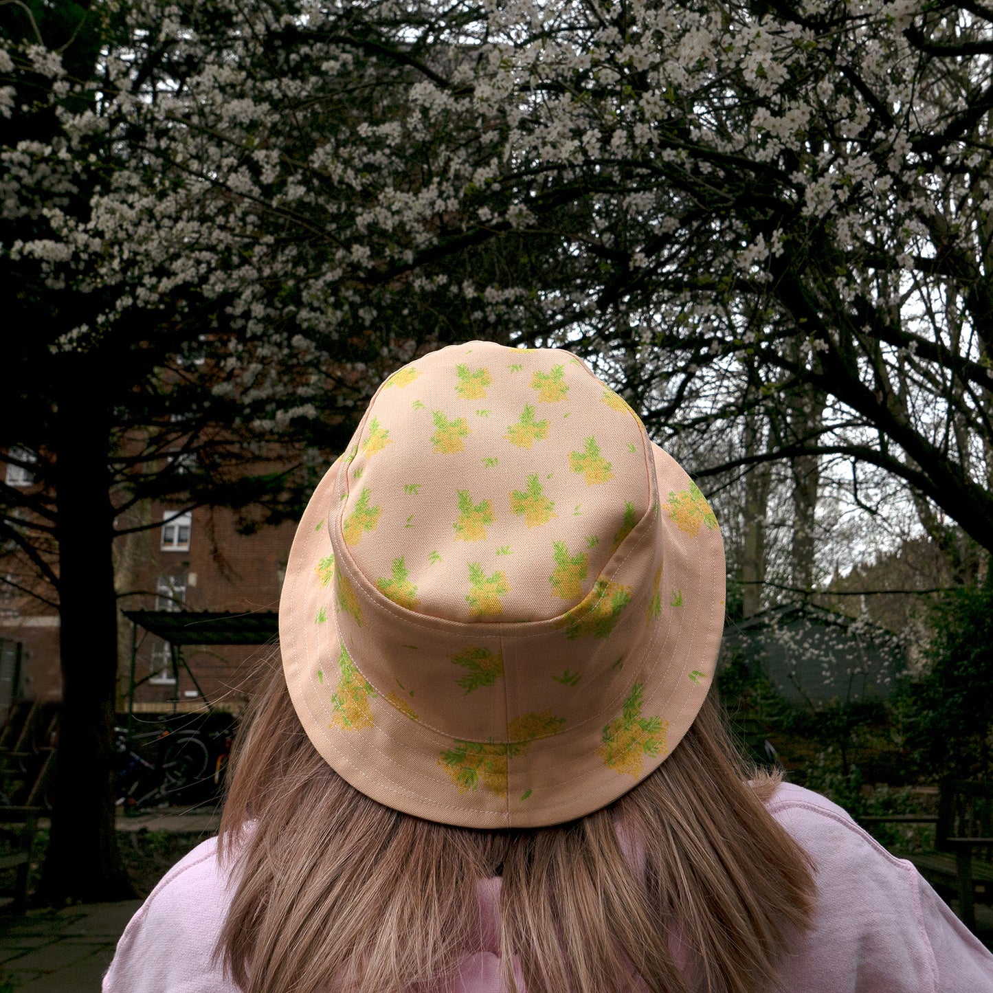 Mimosa Print Denim Bucket Hat