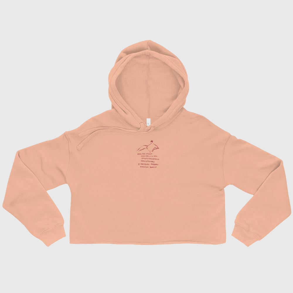 Akhmatova Poem Cropped Hoodie in Peach Made to Order