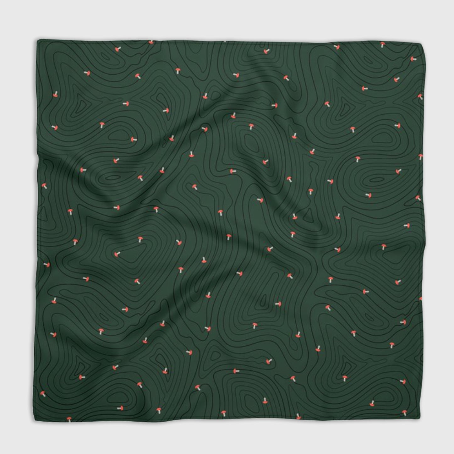 Mushroom Print Real Satin Silk Bandana
