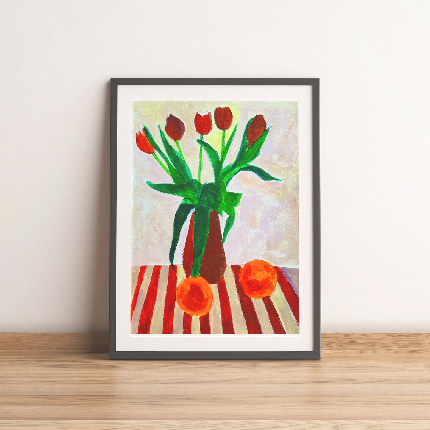 Naturmort. Tulips and Oranges. A3 Artwork. Giclee Print