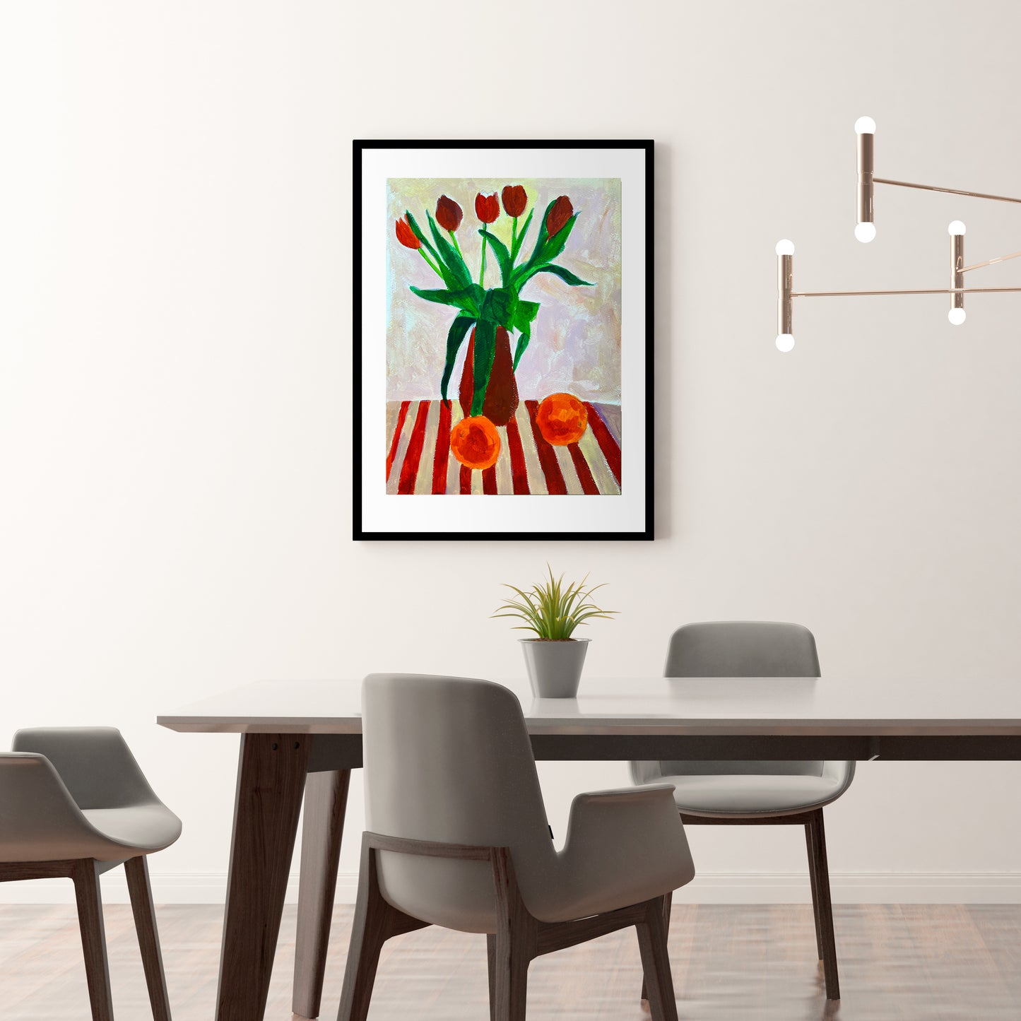 Naturmort. Tulips and Oranges. A3 Artwork. Giclee Print