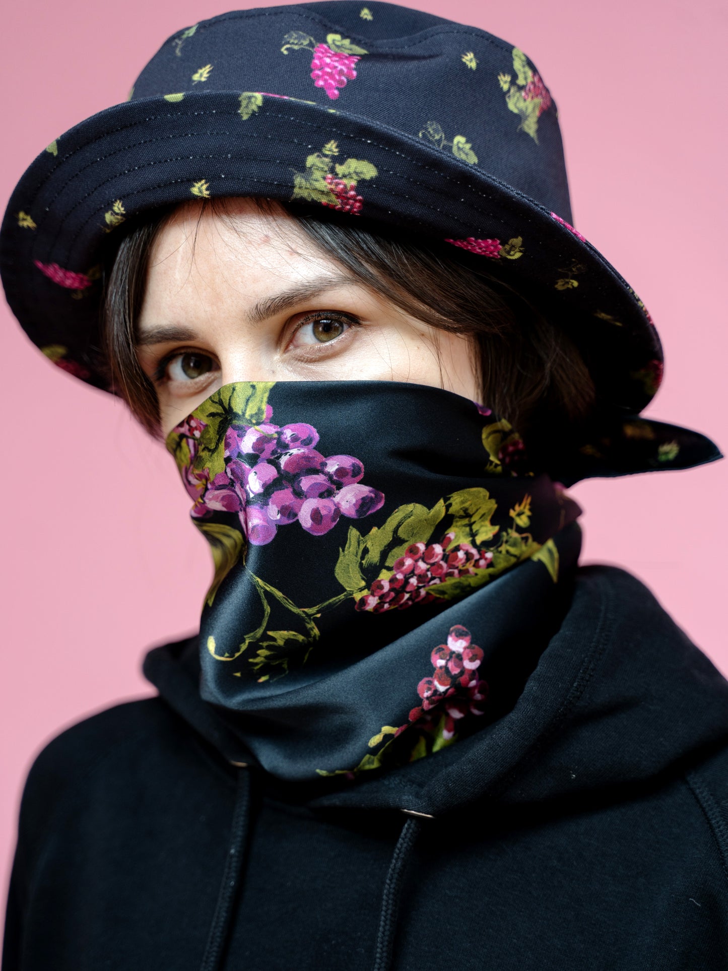Grape Print Bandana Satin Silk Scarf