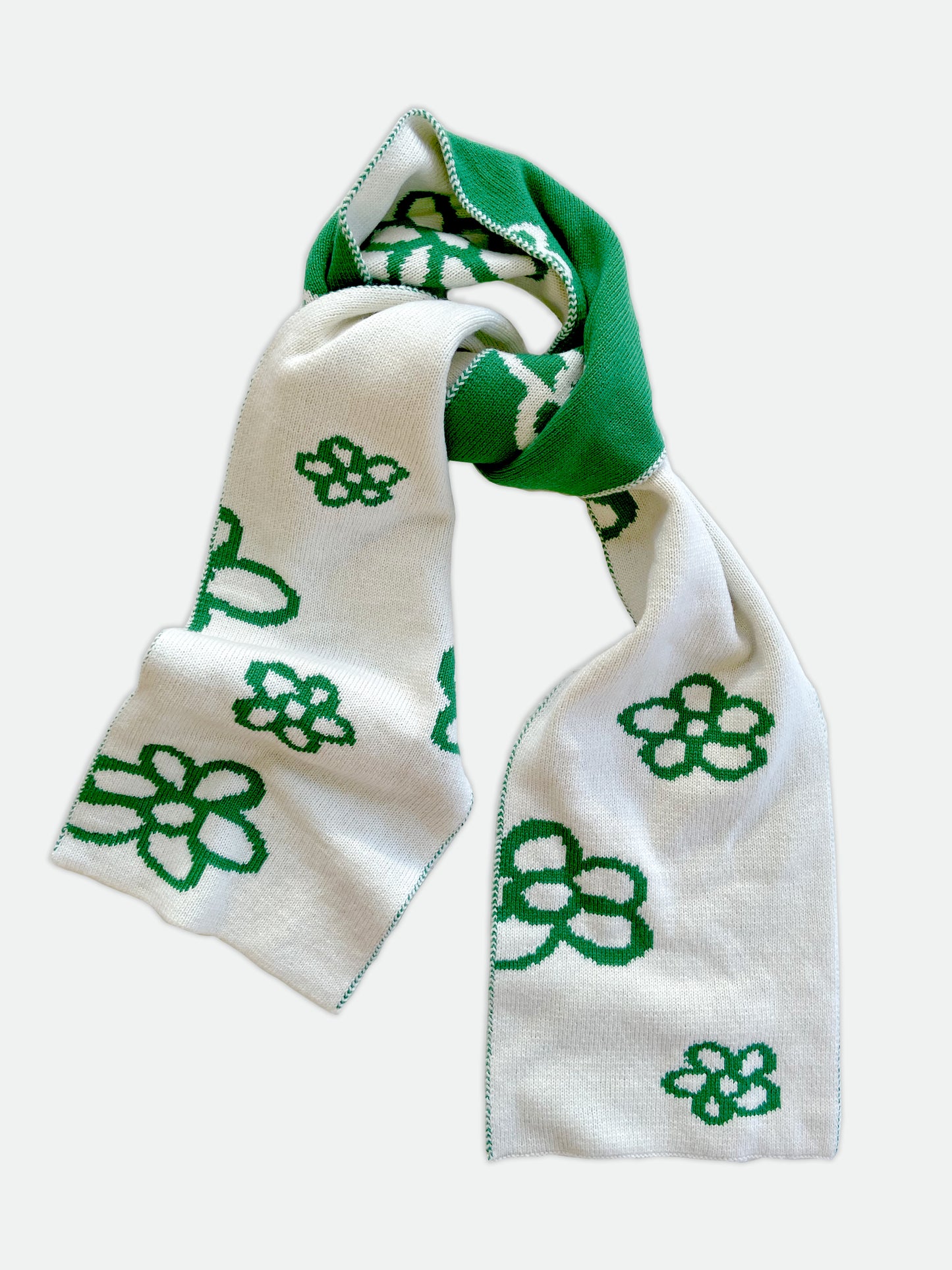 Daisy Wool and Cashmere Scarf in Jade Green Made to Order