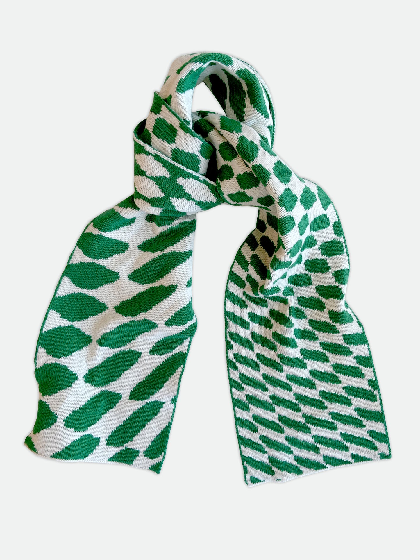 Checkered Wool and Cashmere Scarf in Jade Green