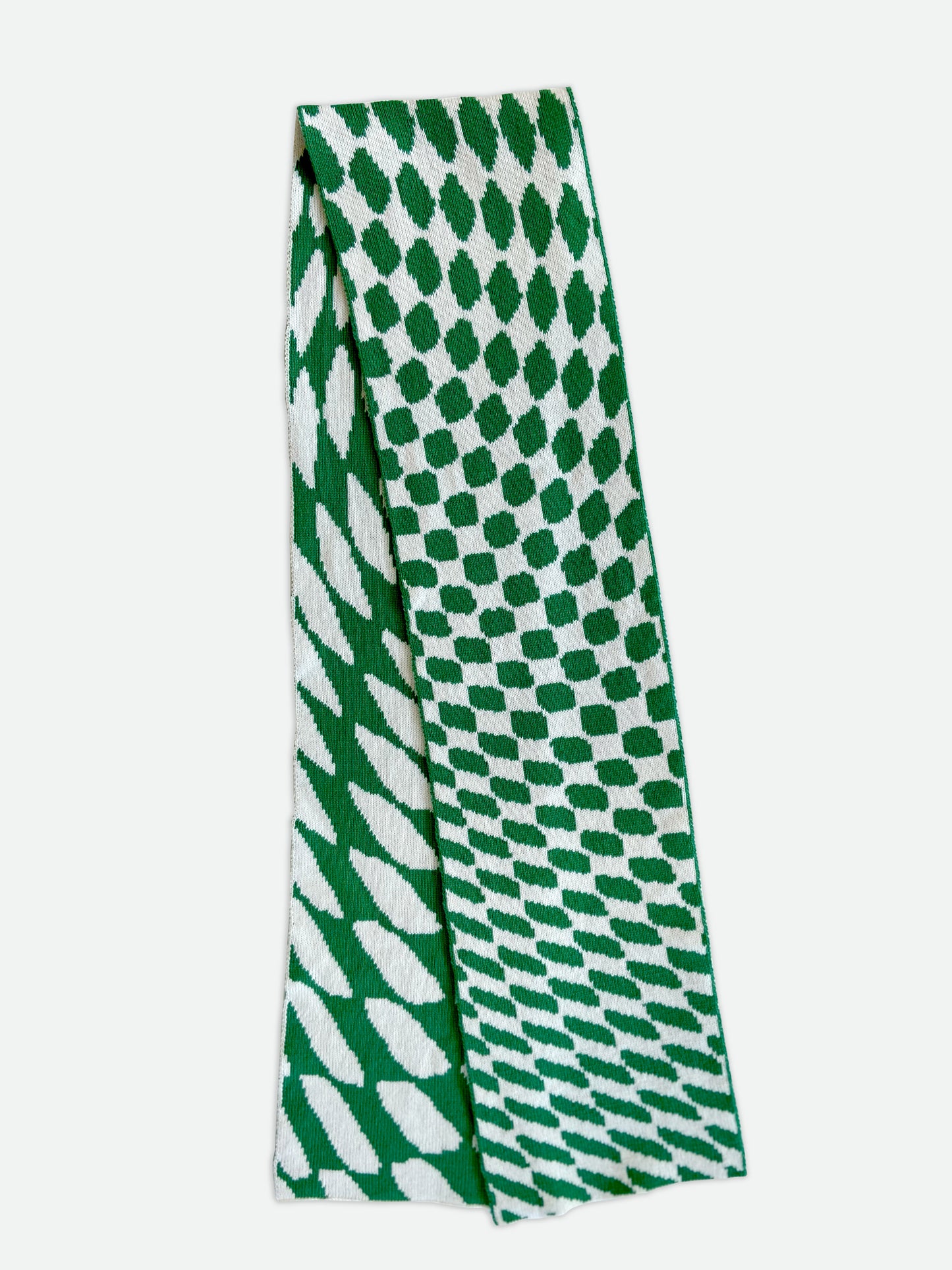 Checkered Wool and Cashmere Scarf in Jade Green