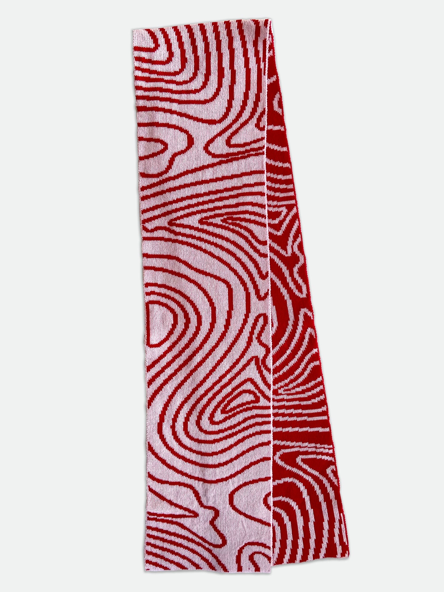 Swirly Stripe Knitted Scarf in Pink And Red