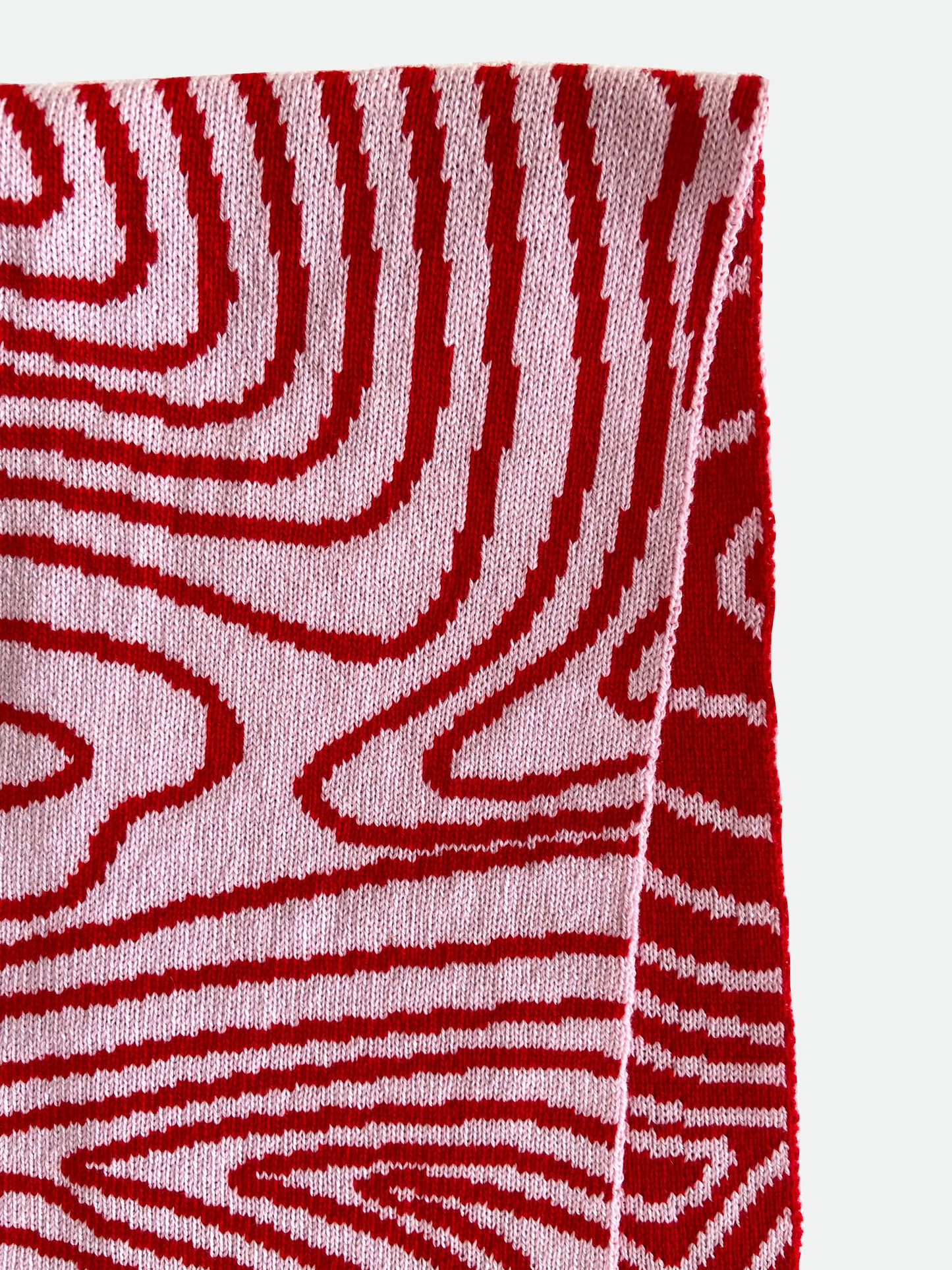 Swirly Stripe Knitted Scarf in Pink And Red