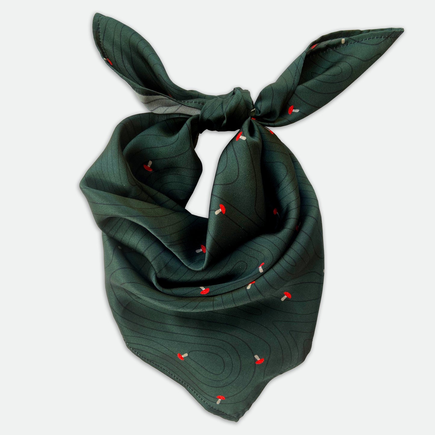 Mushroom Print Real Satin Silk Bandana