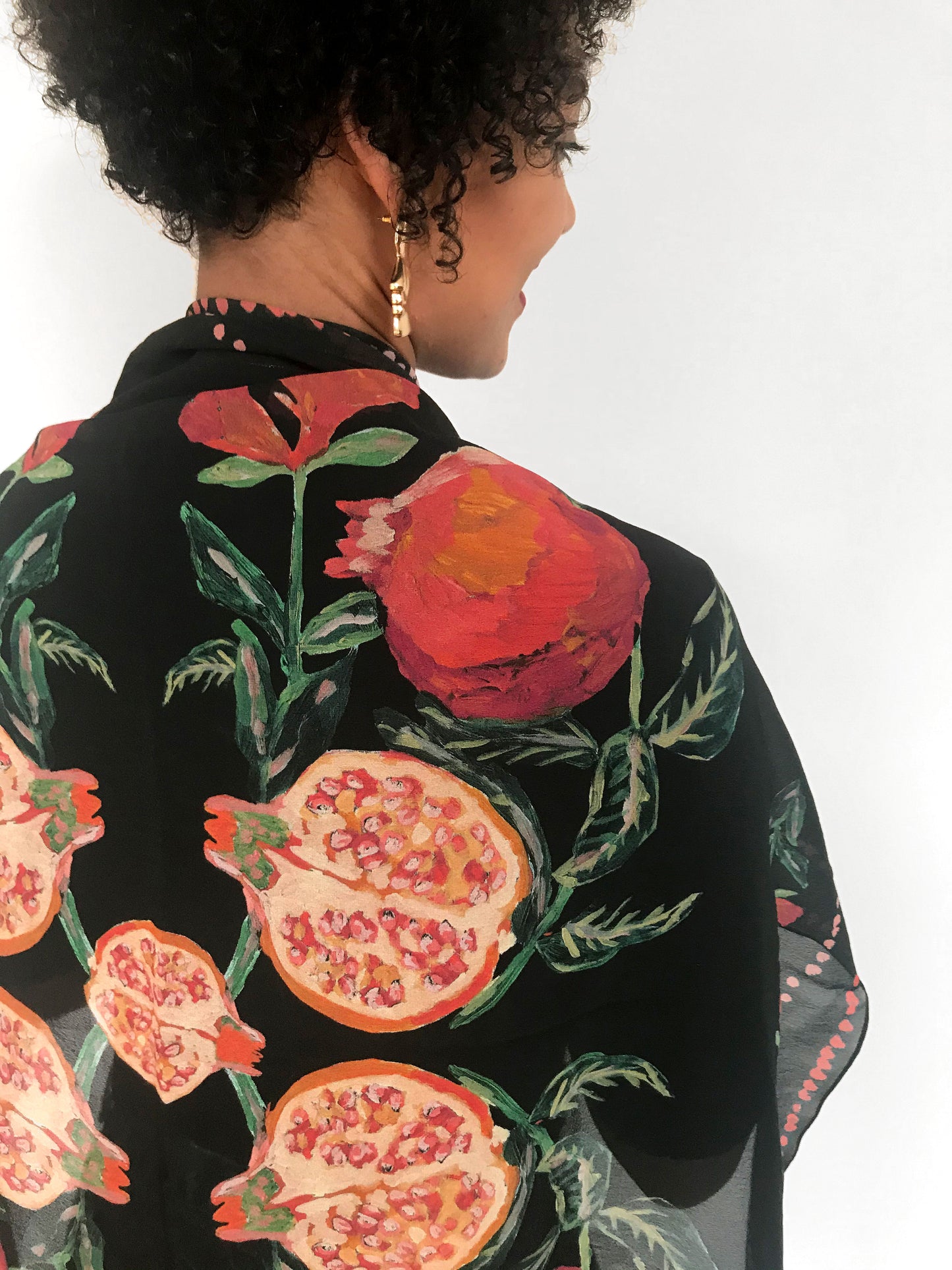 Parajanov. Pomegranate Print Silk Georgette Scarf