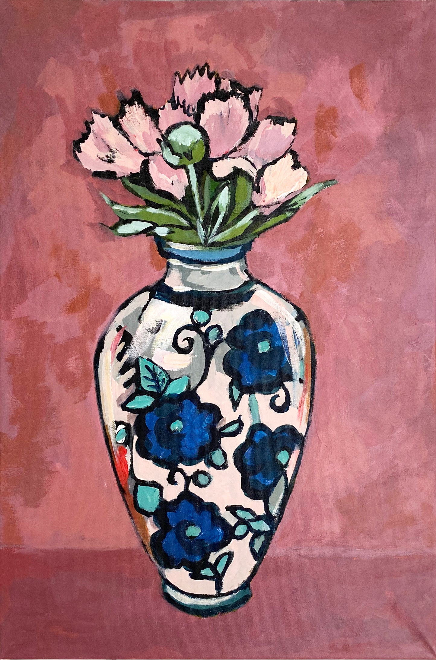 Peonies in a vase original painting