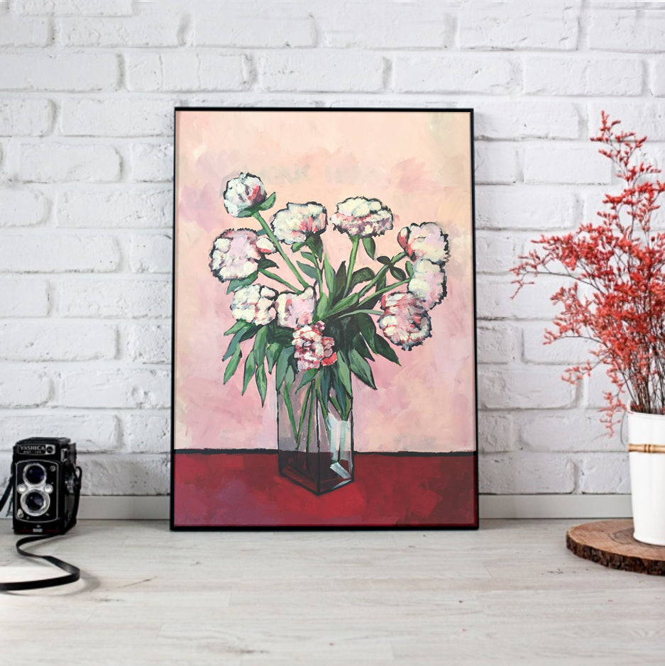 Peonies Stil Life. A3 Artwork. Unframed.