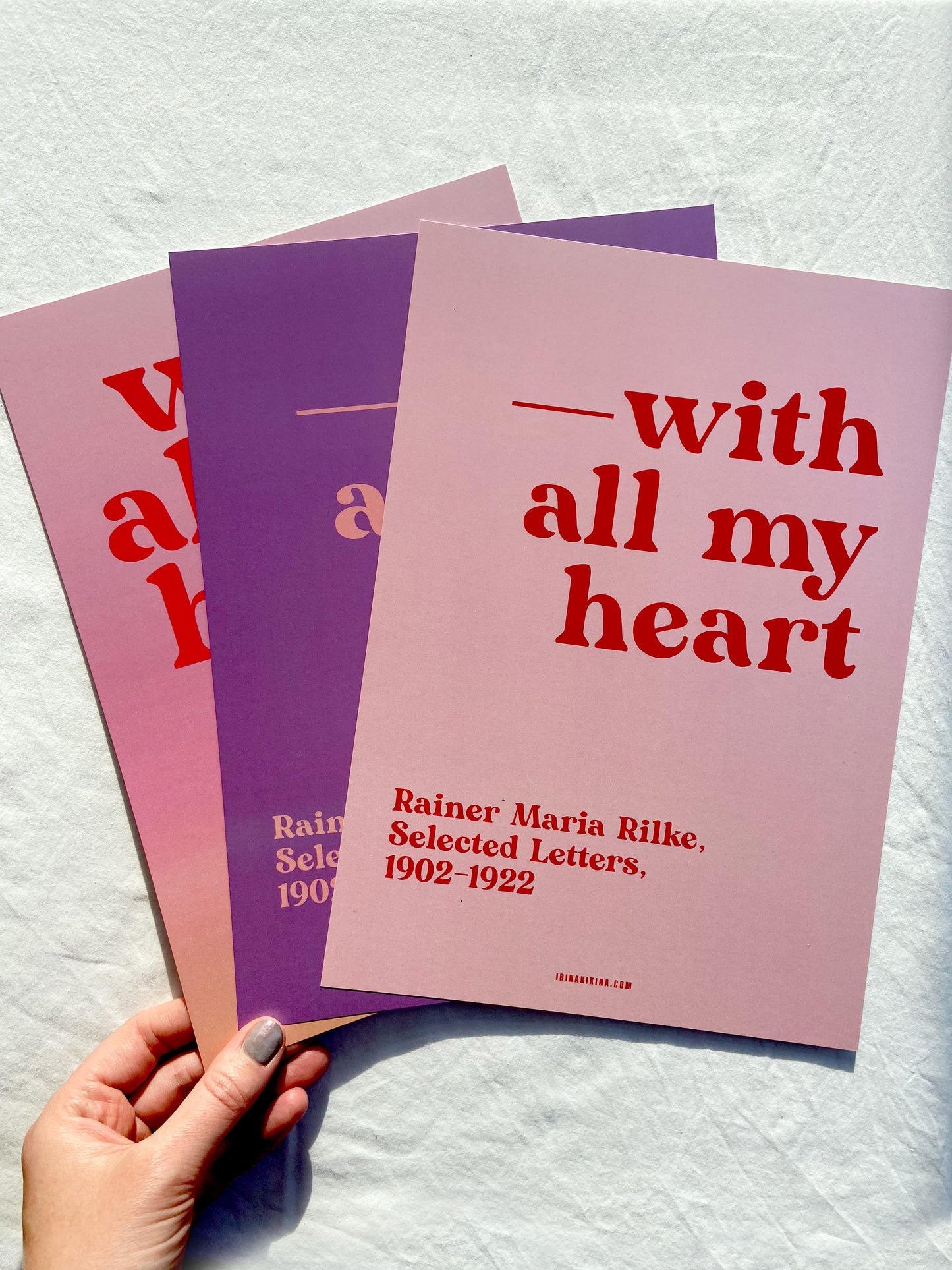 With All my Heart. Rilke Letter Quote Artwork. Poster.