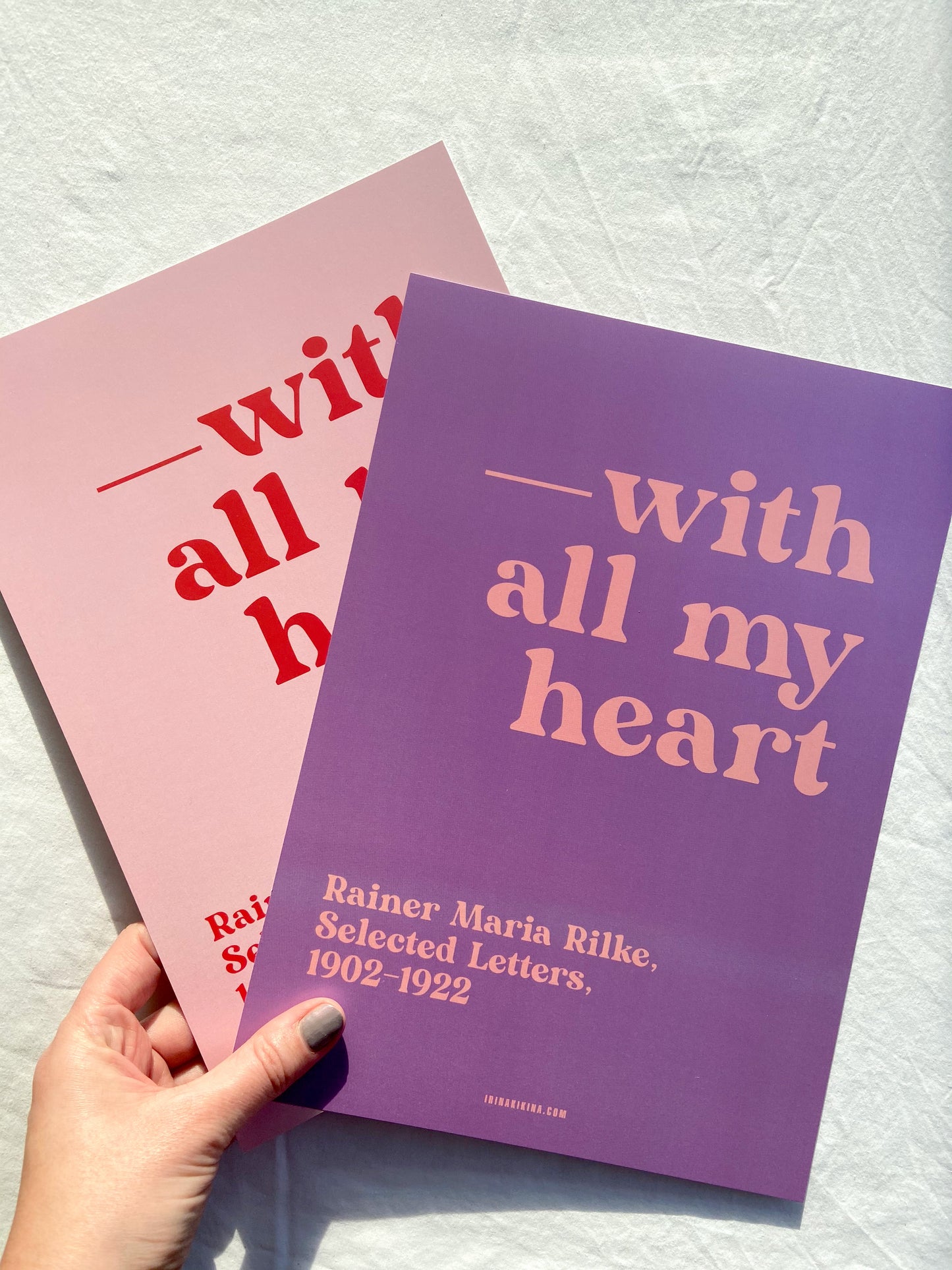 With All my Heart. Rilke Letter Quote Artwork. Poster.