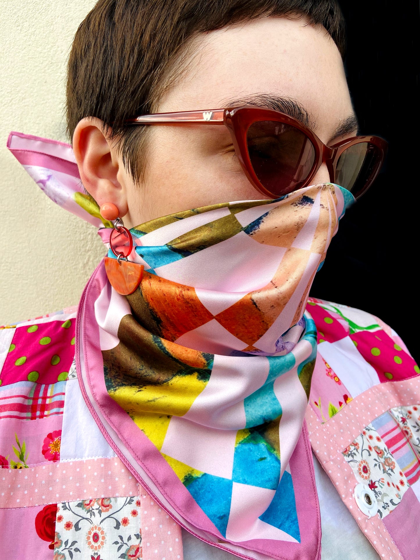Sonia. Satin Neckerchief in Pastels