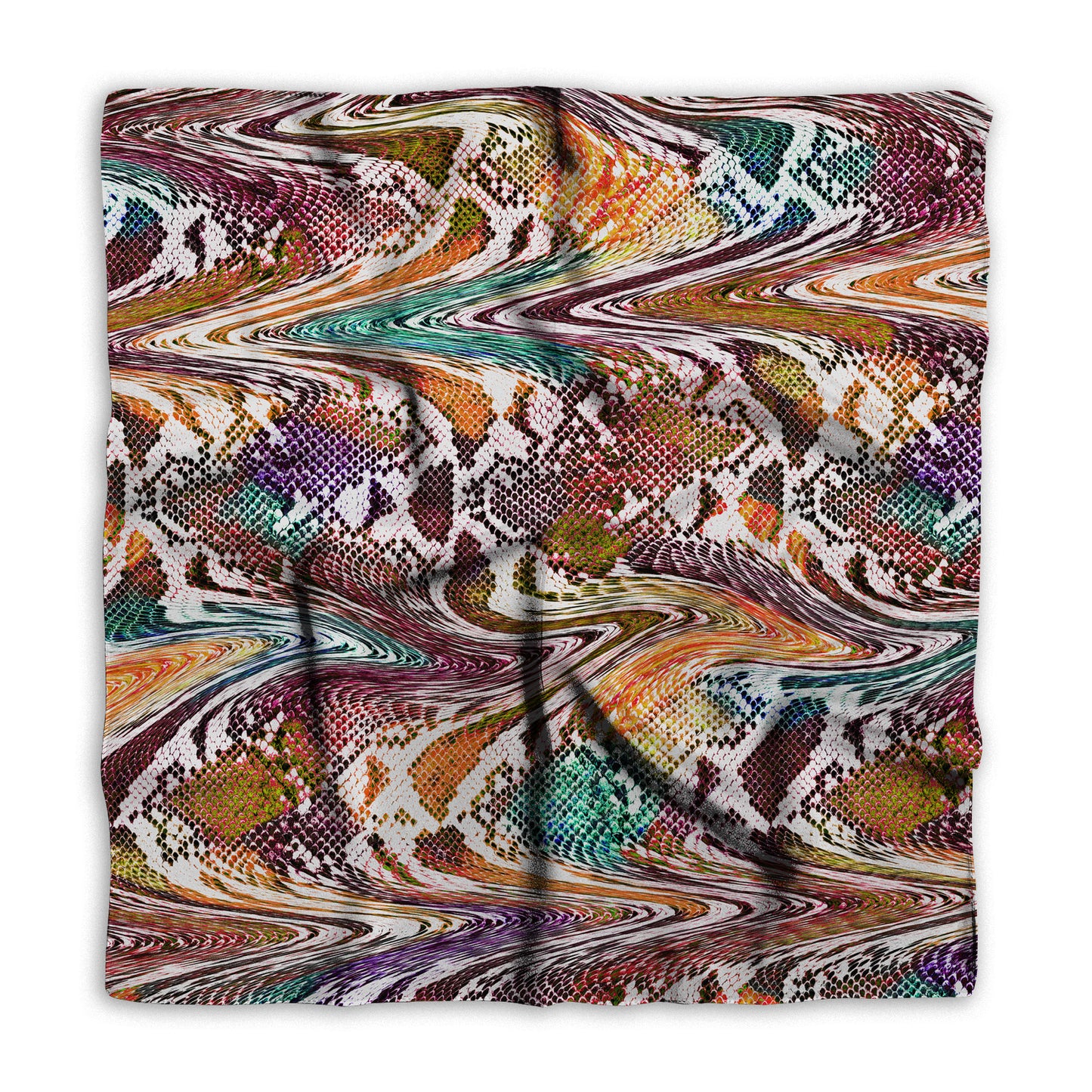 Trippy Snake Print Real Satin Silk Bandana