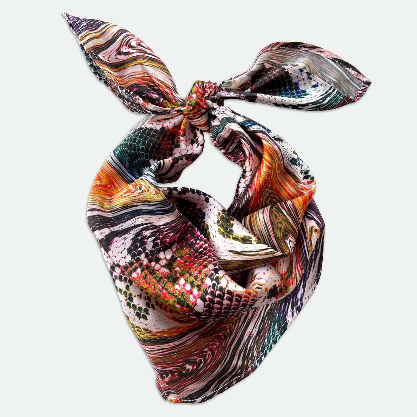 Trippy Snake Print Real Satin Silk Bandana