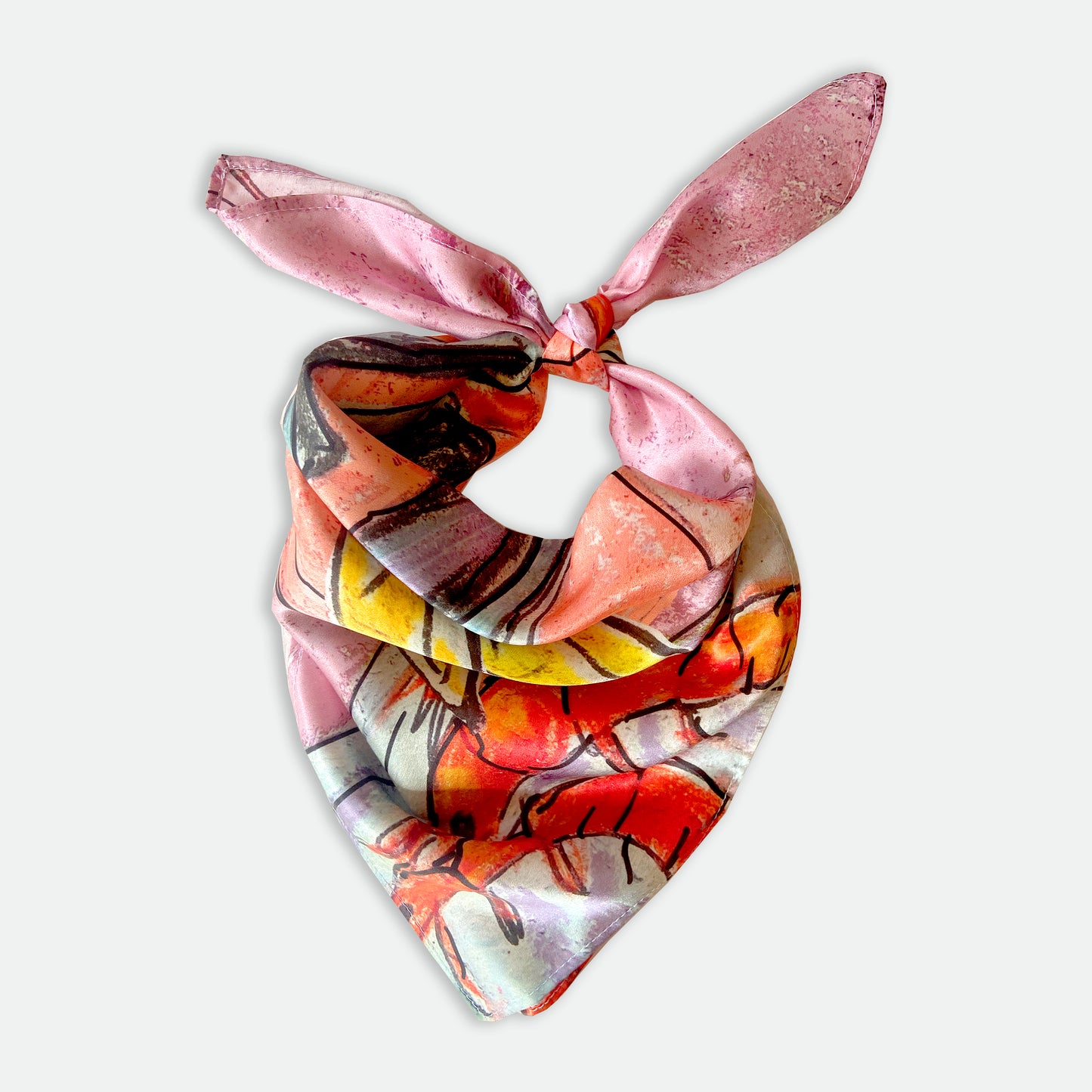 Tapas with Prawns. Dreaming of Spain. Pastel Satin Silk Bandana