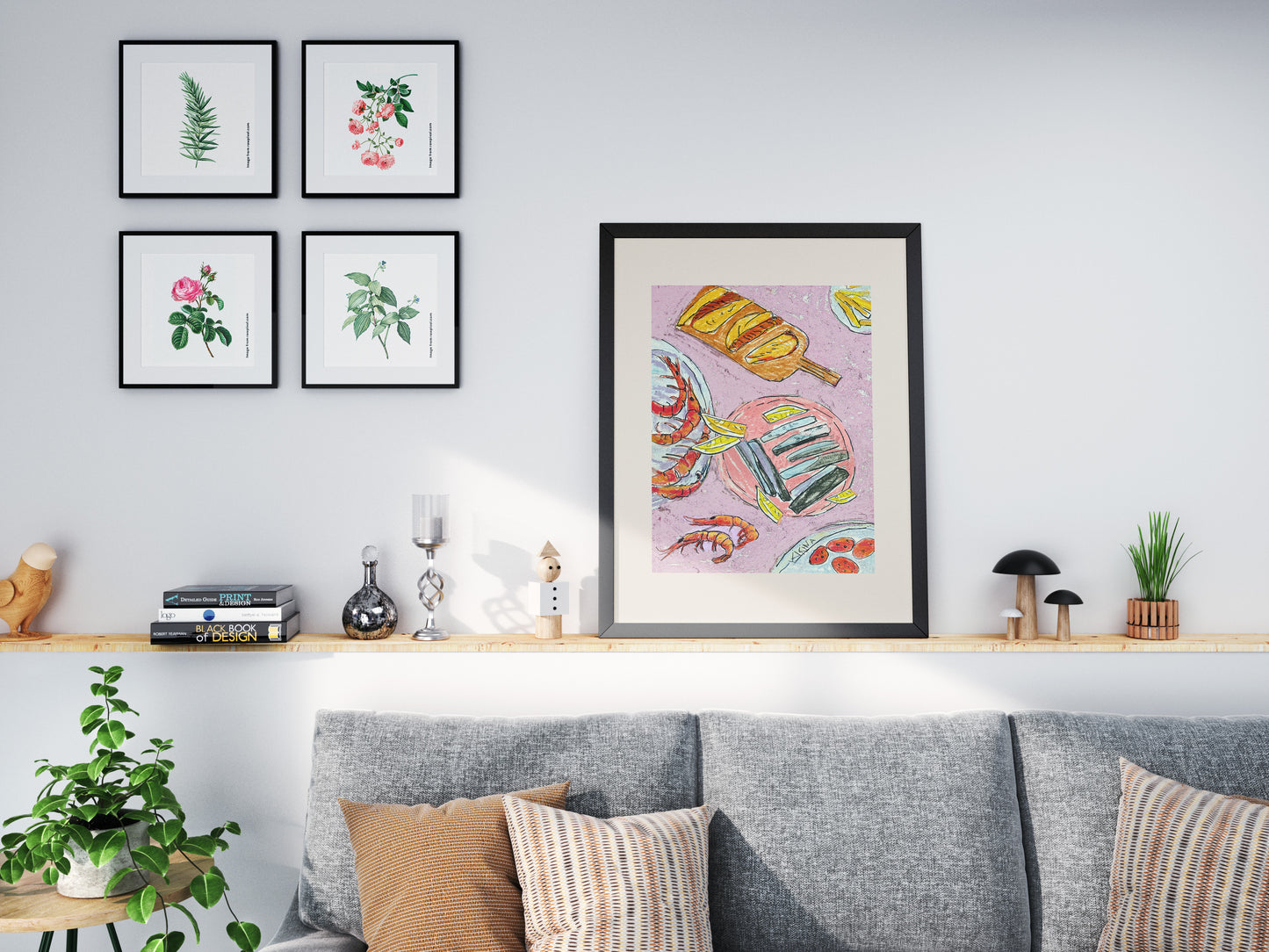 Tapas with Prawns. Pastel A3 Artwork