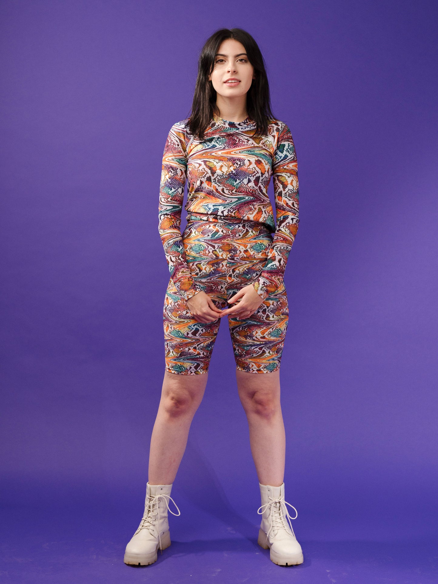 Trippy Snake Print Women's Rash Guard Long Sleeve