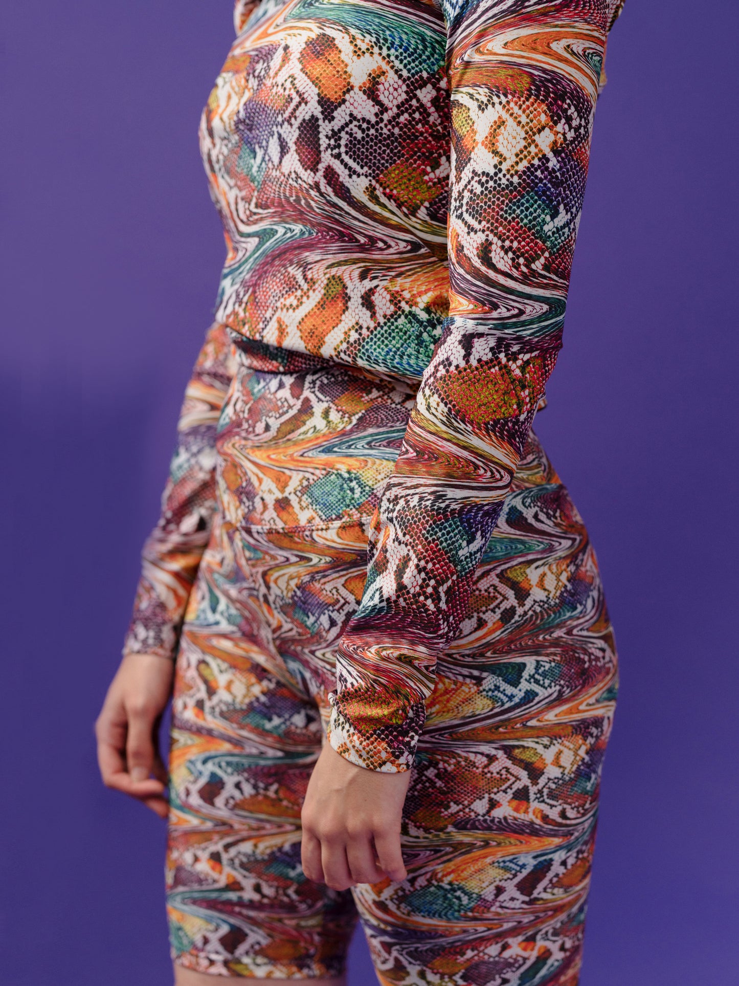 Trippy Snake Print Women's Rash Guard Long Sleeve