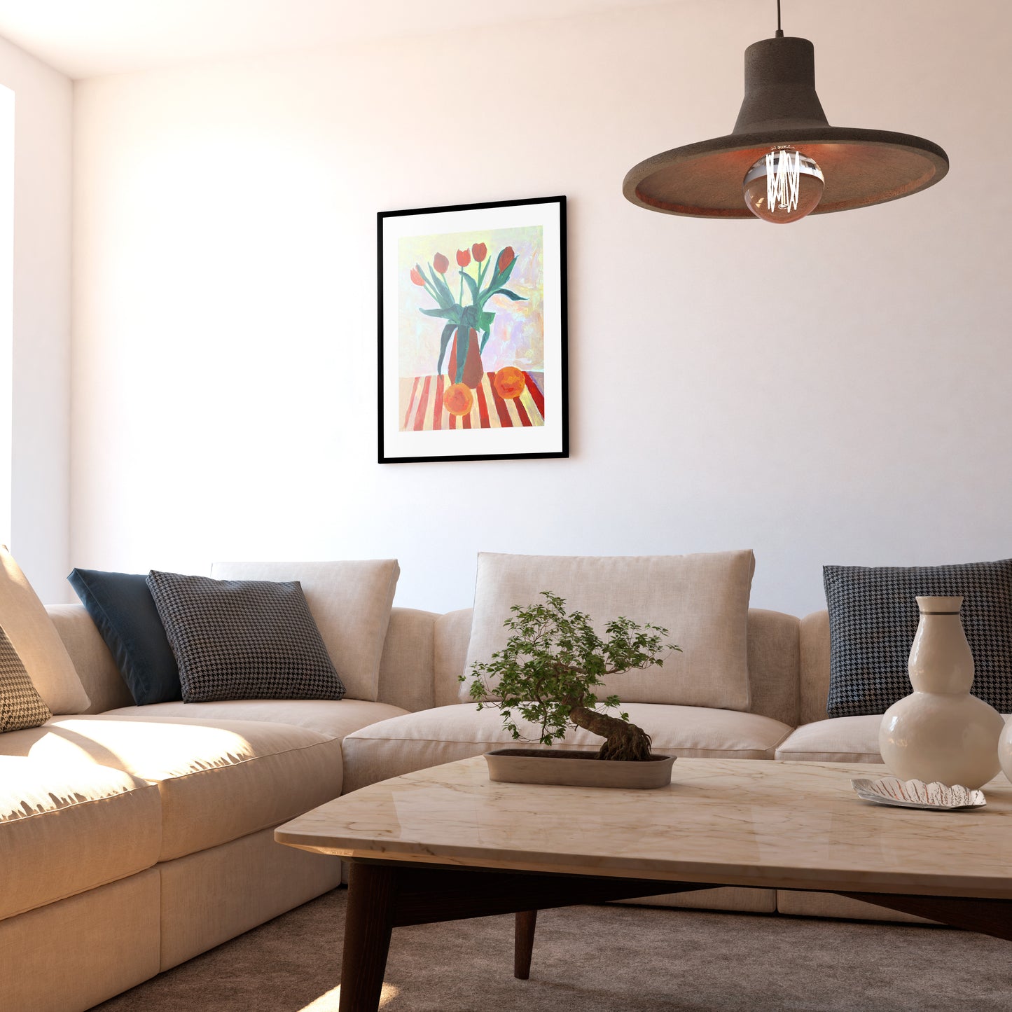 Naturmort. Tulips and Oranges. A3 Artwork. Giclee Print