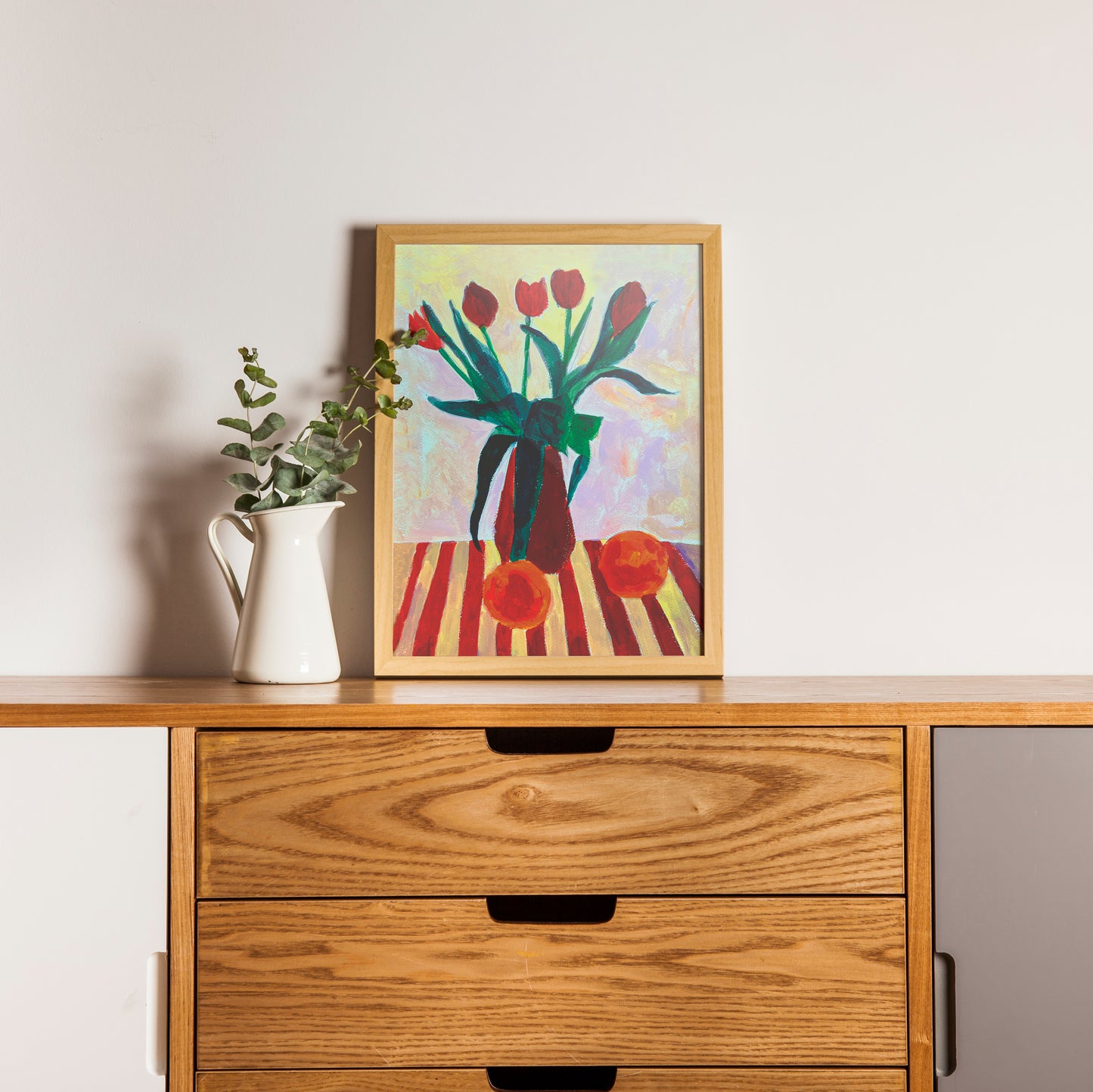 Naturmort. Tulips and Oranges. A3 Artwork. Giclee Print