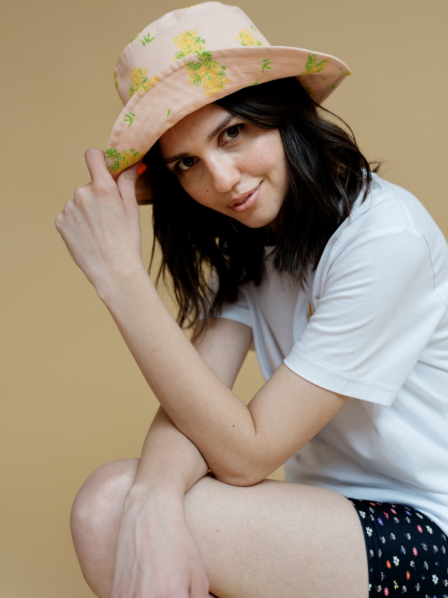Mimosa Print Denim Bucket Hat