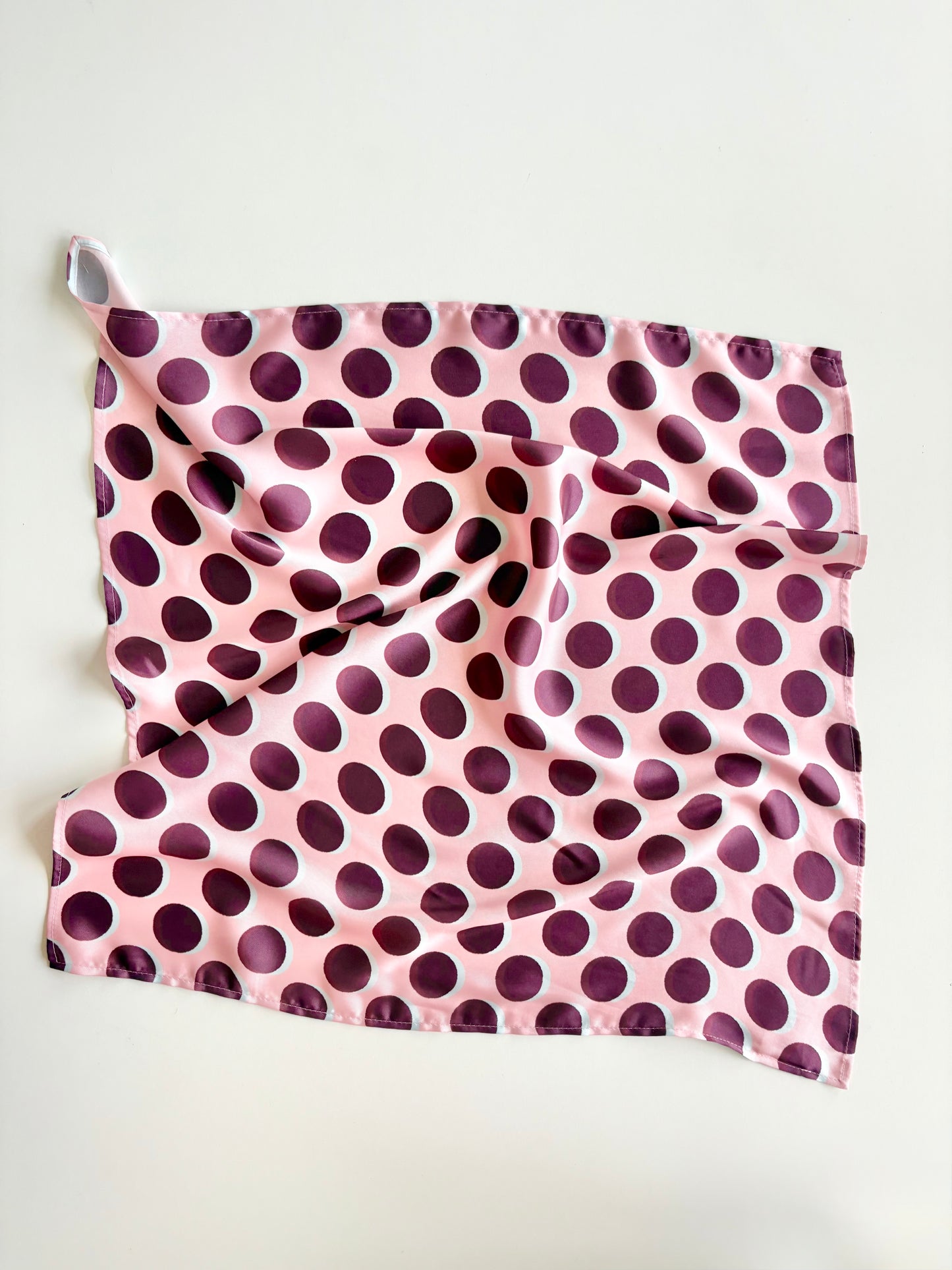 Polkadot Satin Bandana in Pink  and Choc