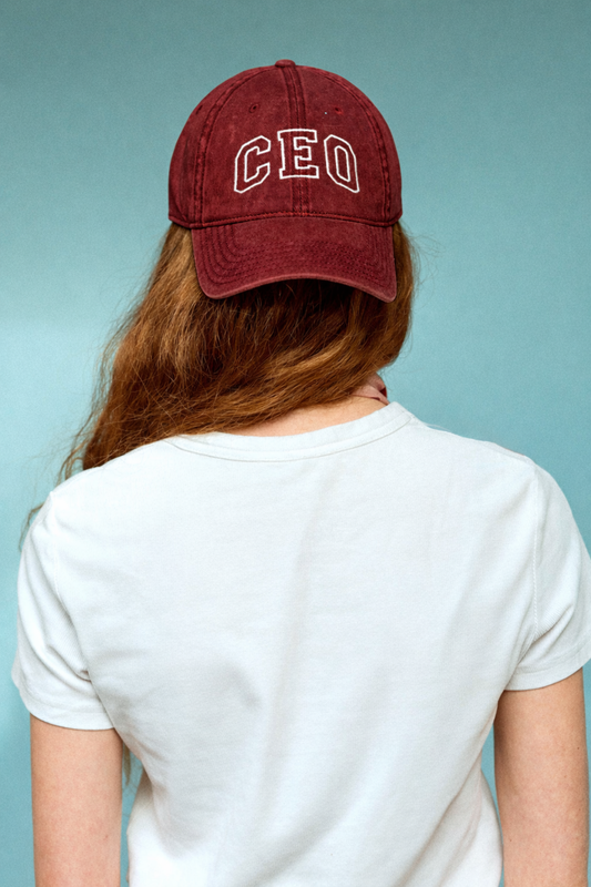 CEO Embroidered Slogan Washed Cap