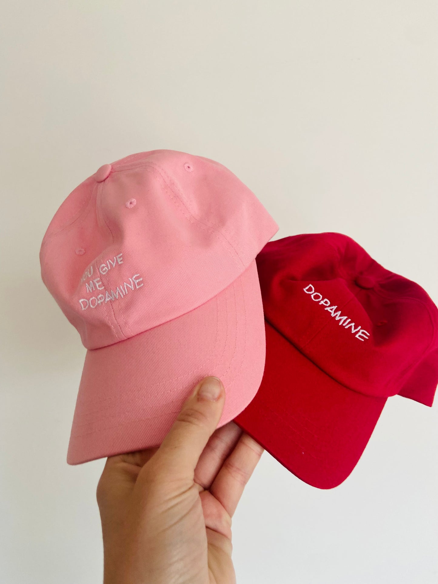 Embroidered Dopamine Slogan  Red Tonal  Cap