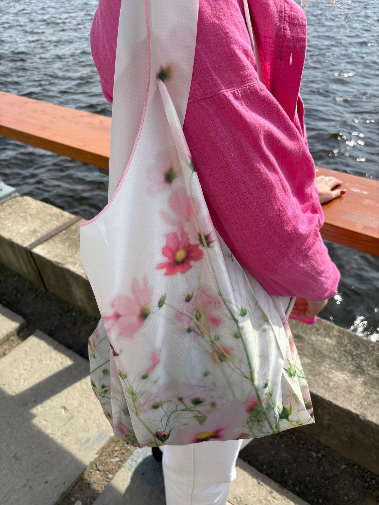 Blush Bloom Reusable Waterproof Tote Bag
