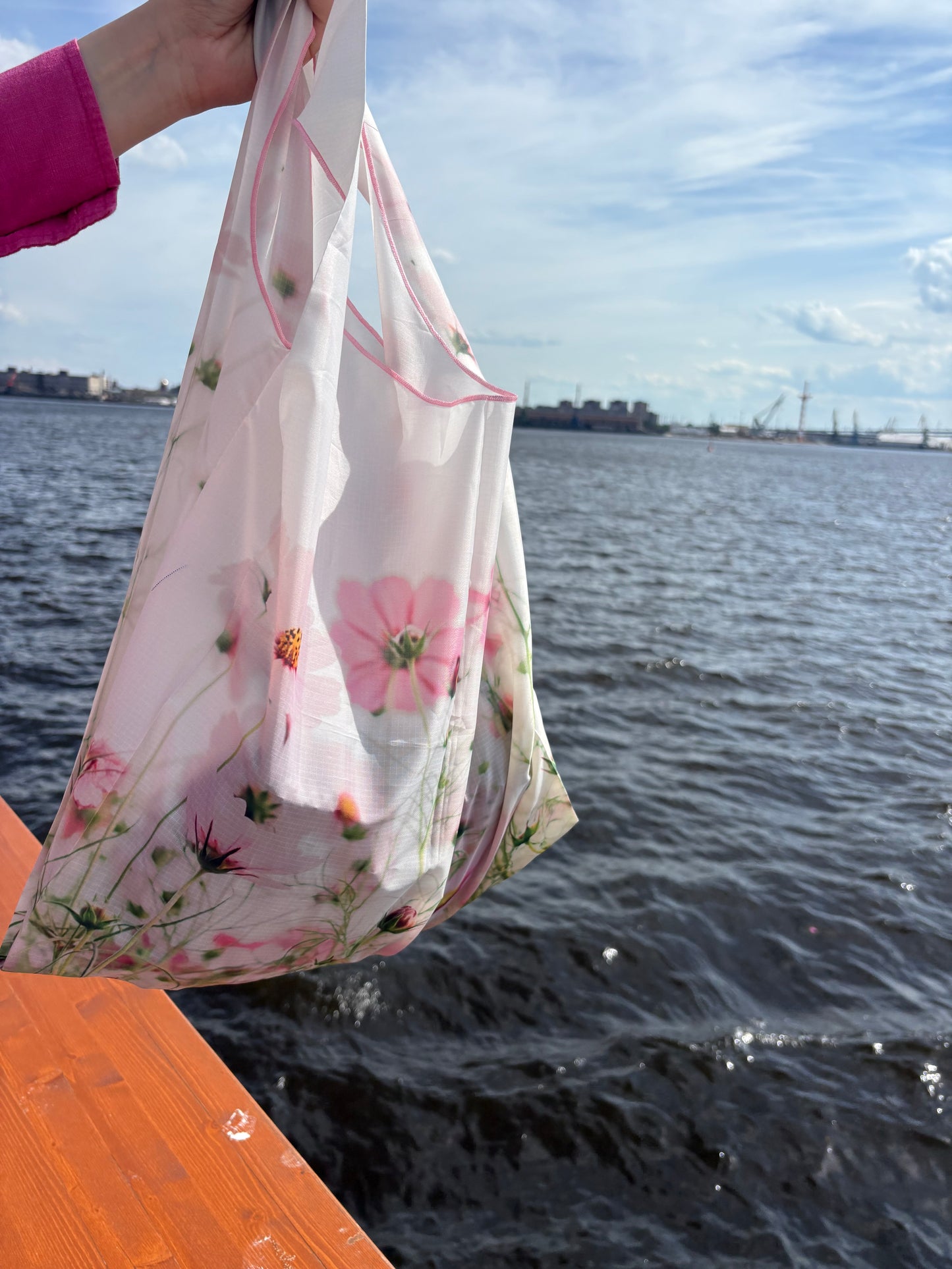 Blush Bloom Reusable Waterproof Tote Bag