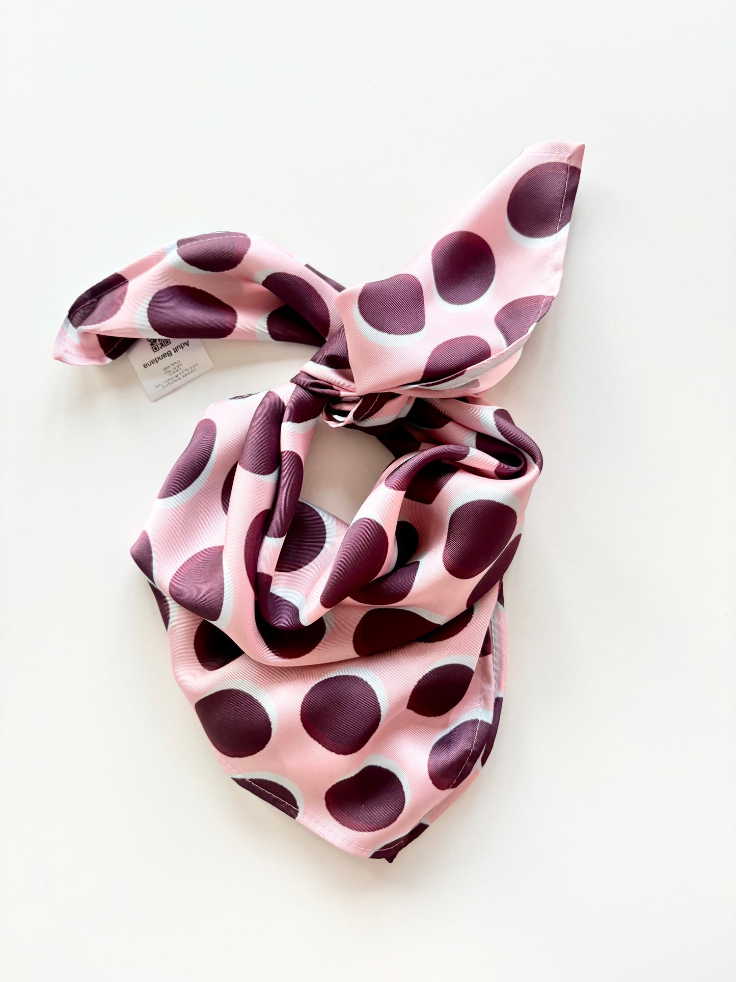 Polkadot Satin Bandana in Pink  and Choc