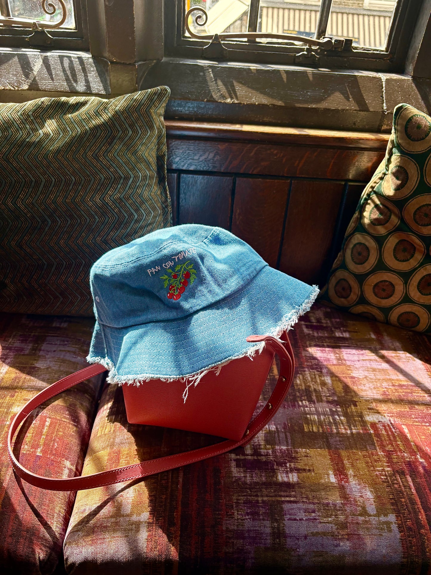 Pan con Tomato Distressed Denim Bucket Hat