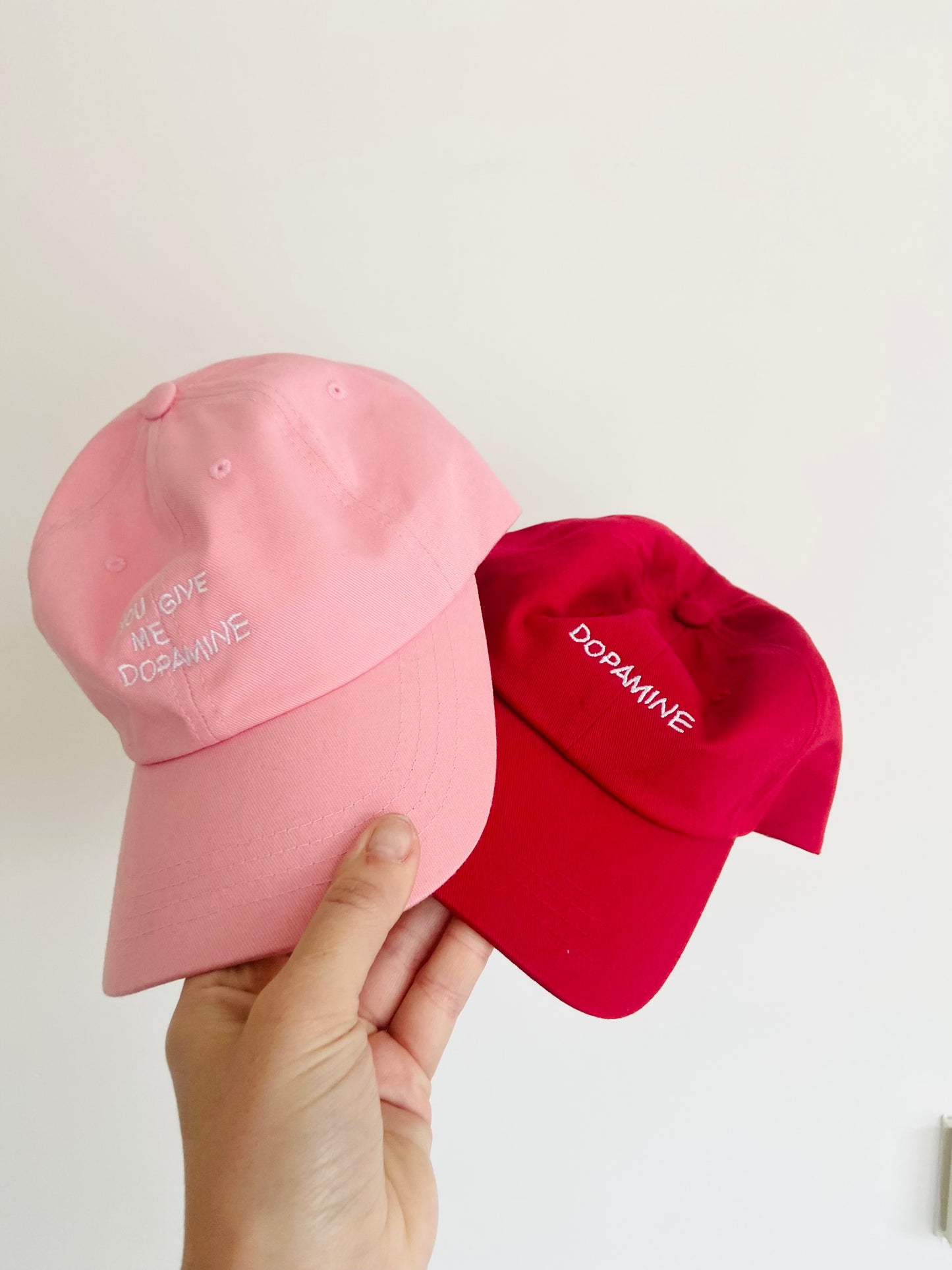 Embroidered Dopamine Slogan  Red Tonal  Cap