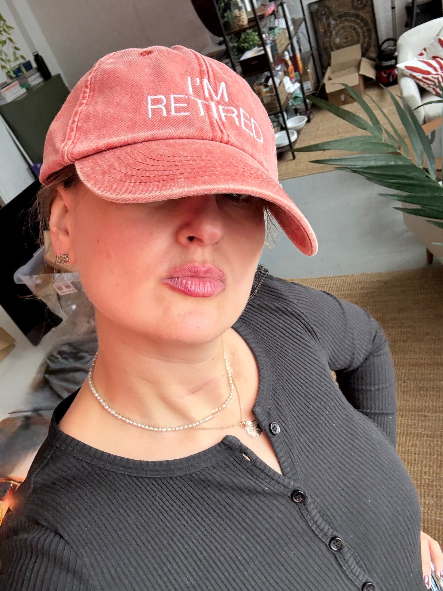 I'm Retired Embroidered Unisex Cap in Terracotta