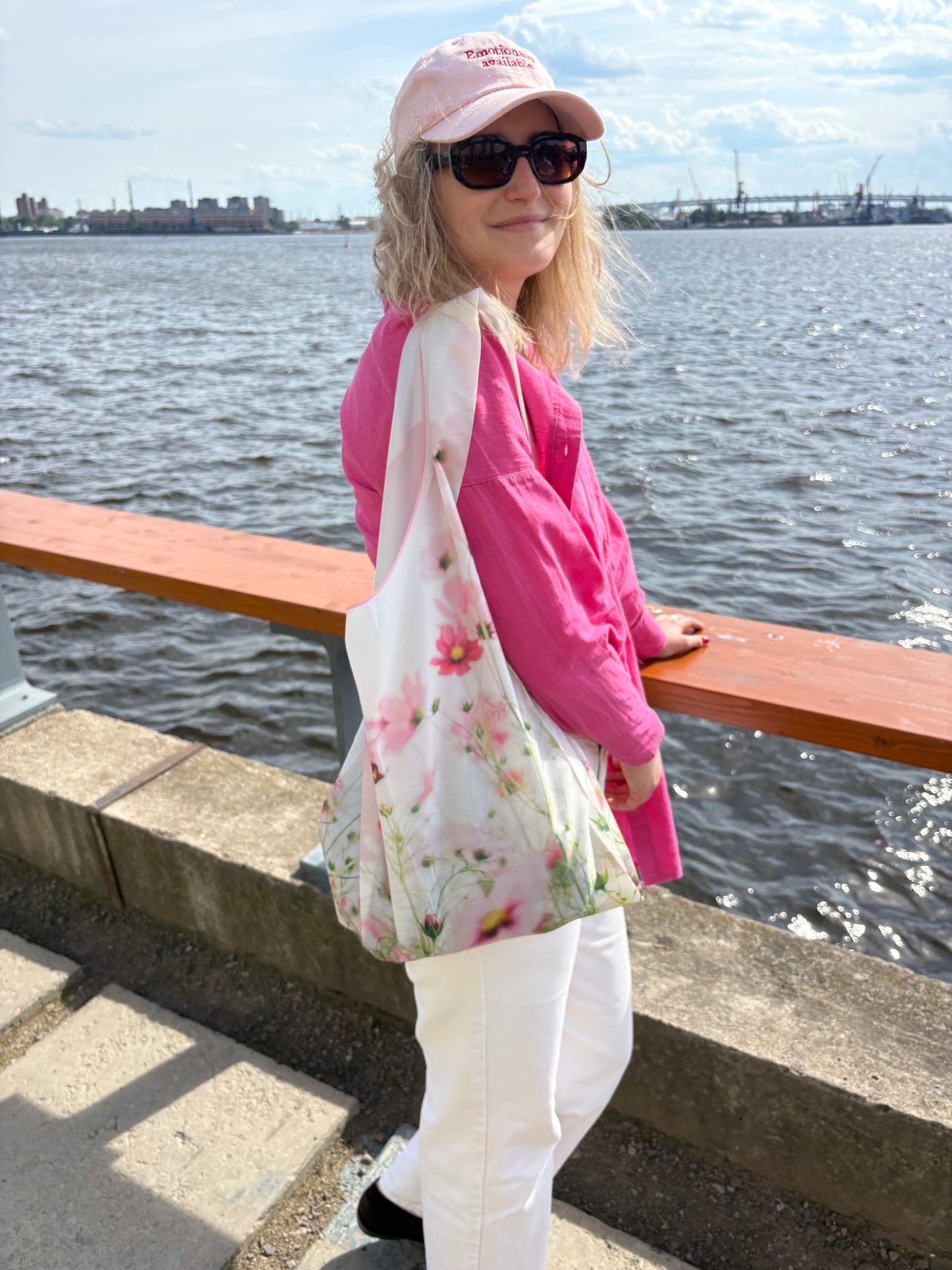 Blush Bloom Reusable Waterproof Tote Bag