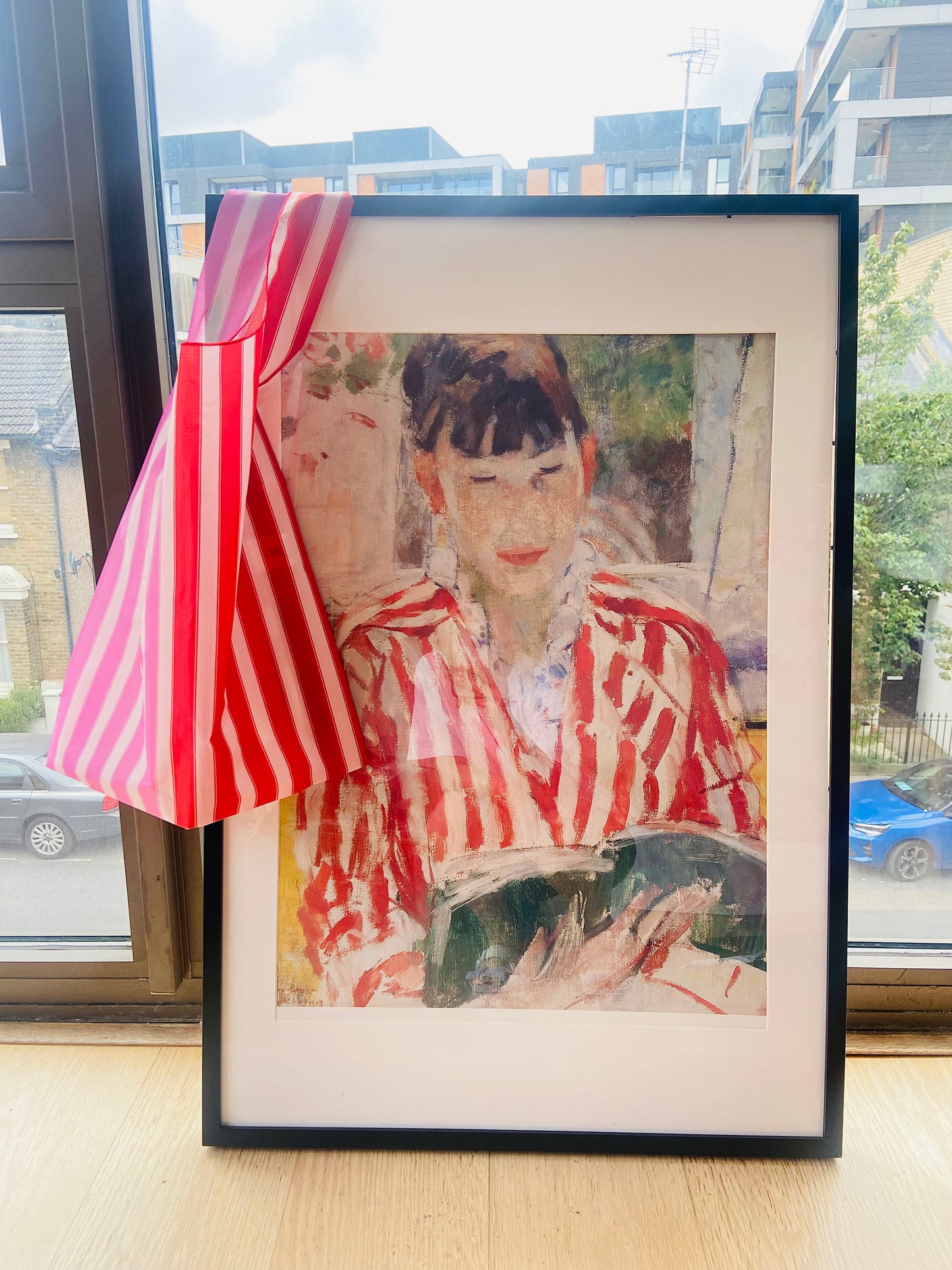 Pink and Red Stripe Parachute Shopper Bag
