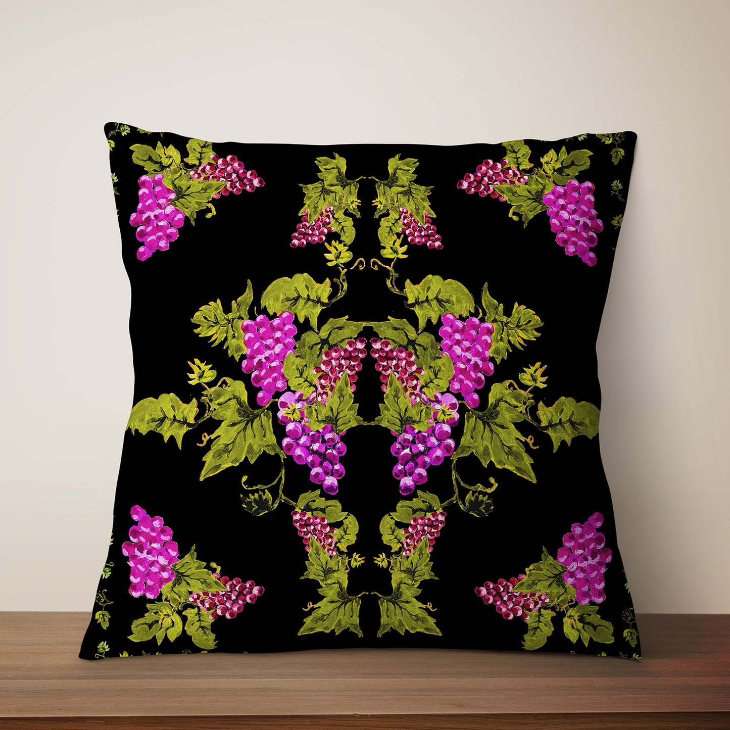 Painted Grape Scarf Print Velvet Cushion