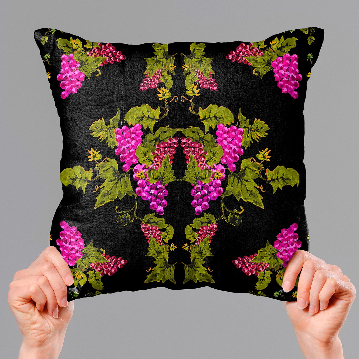 Painted Grape Scarf Print Velvet Cushion