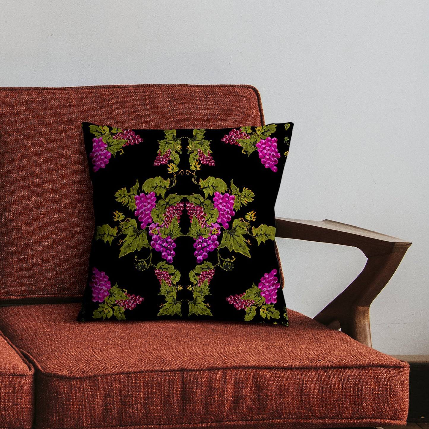 Painted Grape Scarf Print Velvet Cushion