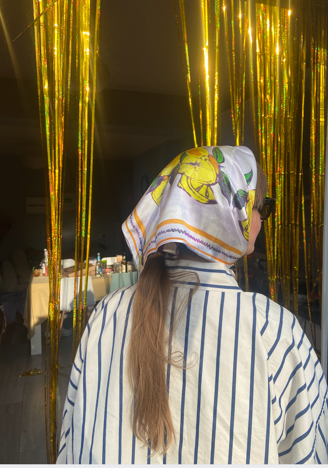 Lemon Print Satin Silk Bandana